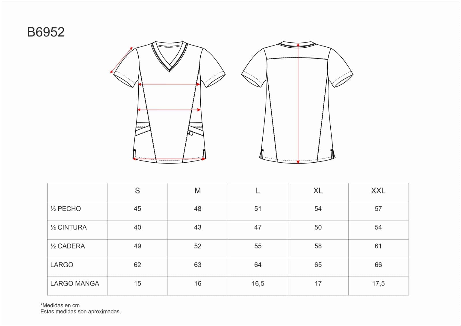 Tallas de la XS a la 3XL
