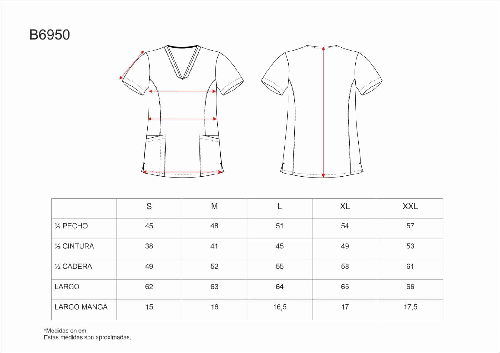 Tallas de la XS a la 3XL