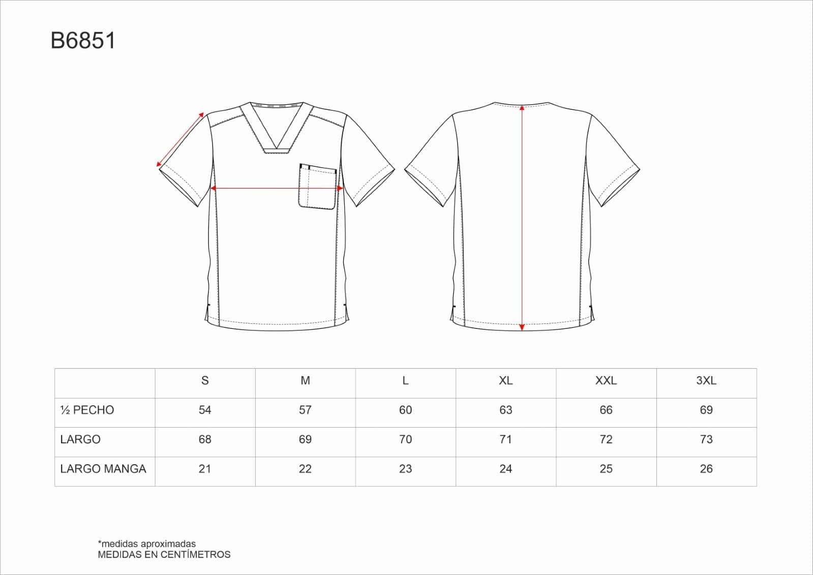 Tallas de la XS a la 3XL