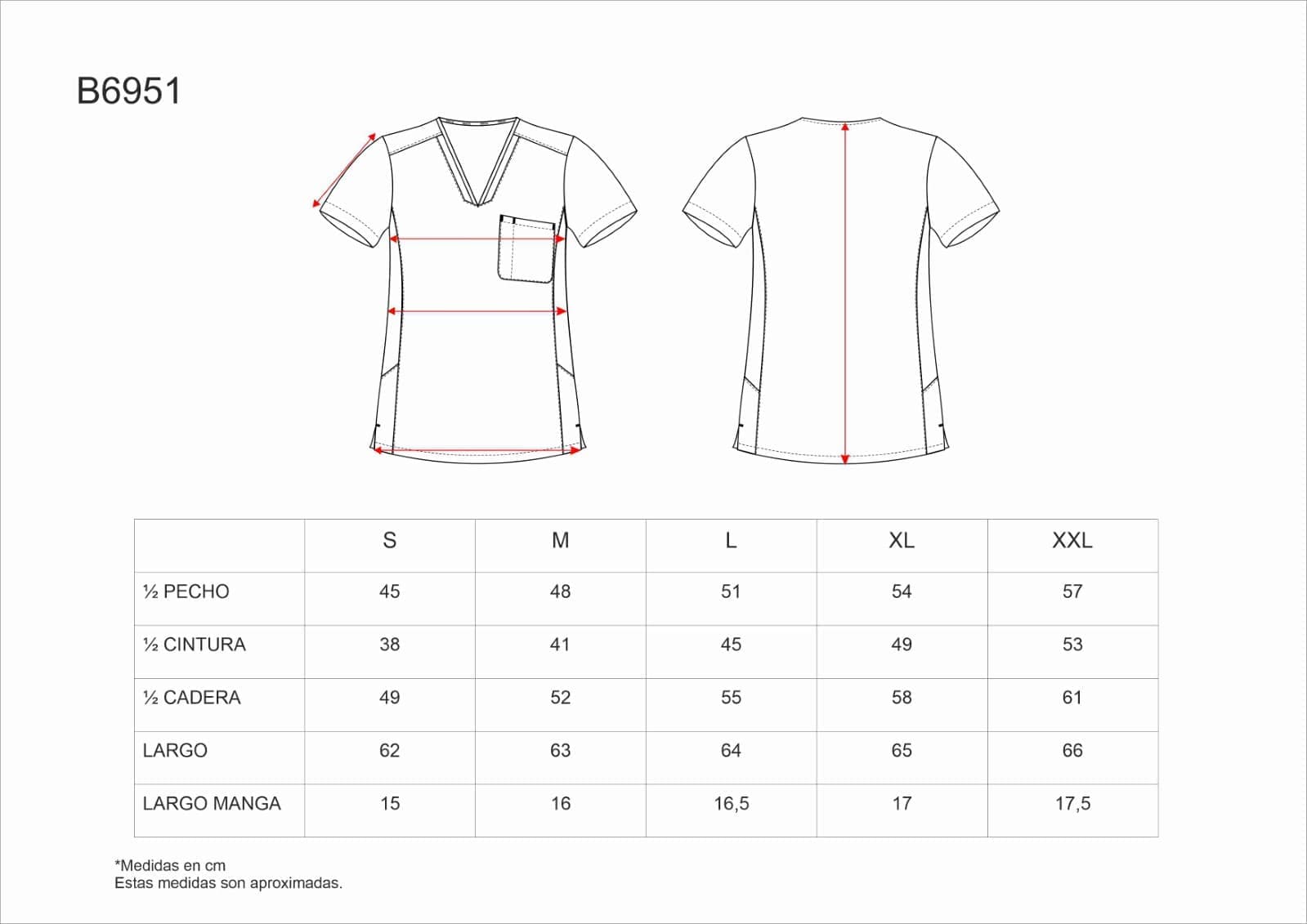 Tallas de la XS a la 3XL