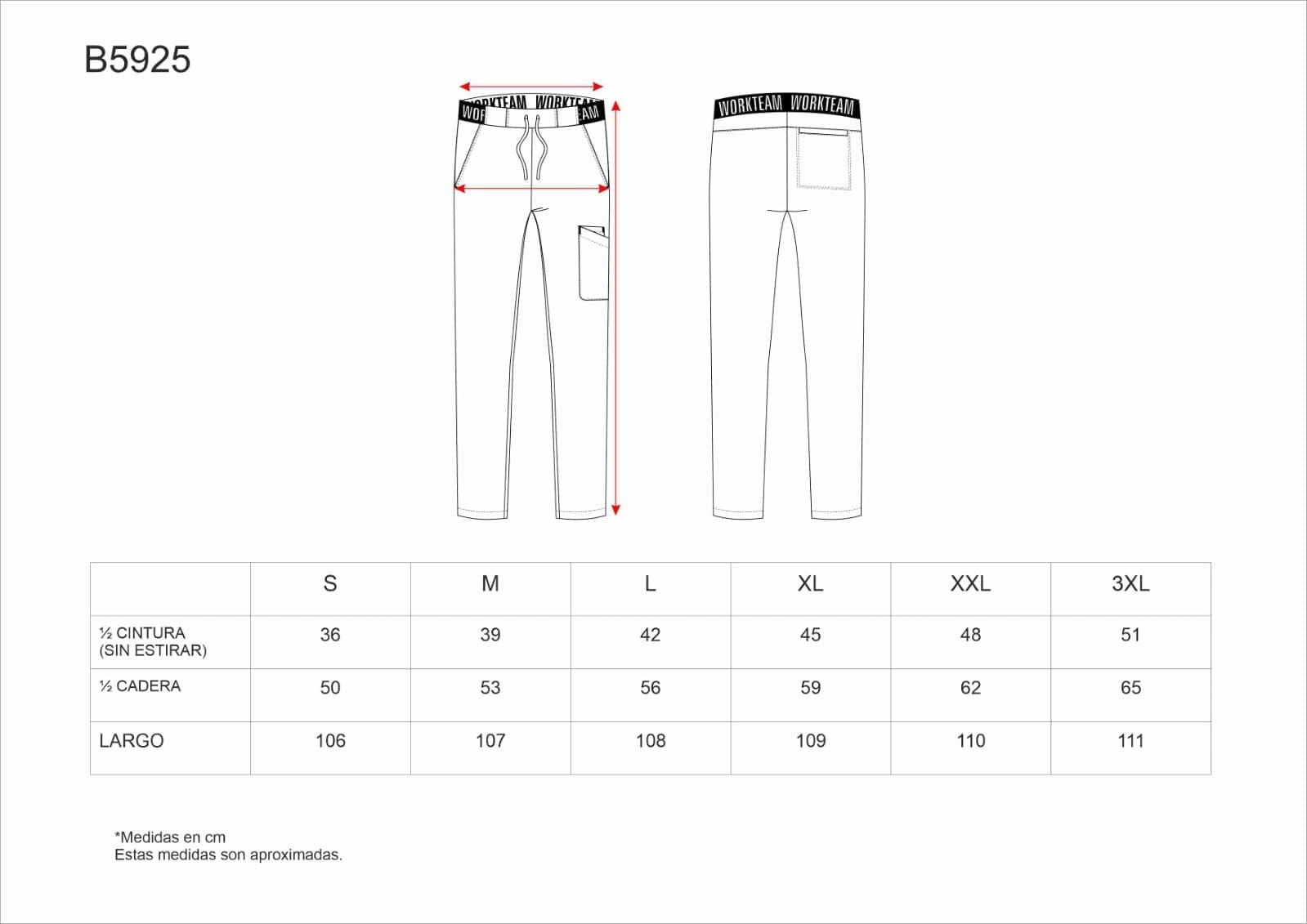 Tallas de la XS a la 3XL
