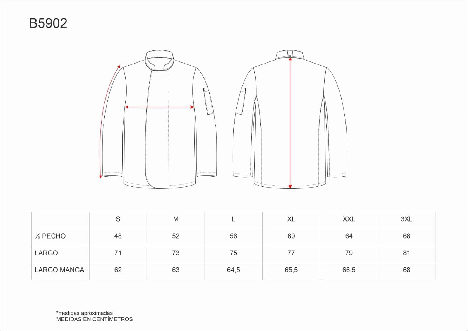 Tallas de la XS a la 3XL