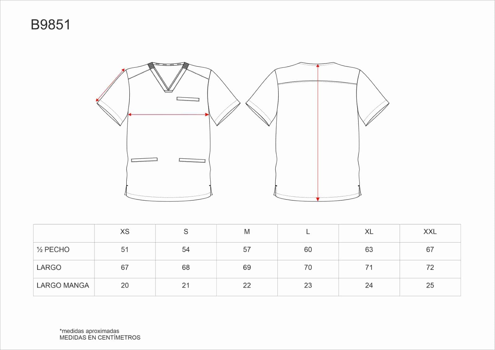 Tallas de la XS a la 3XL