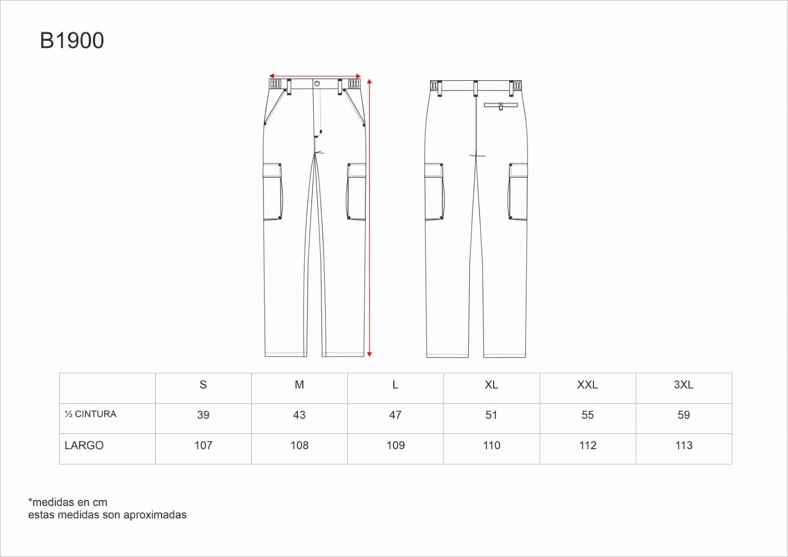 Tallas de la XS a la 3XL