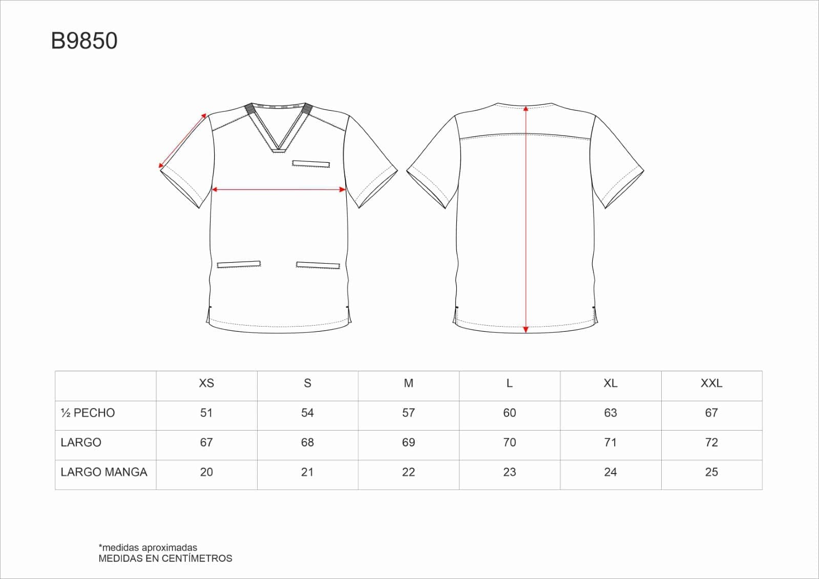 Tallas de la XS a la 3XL