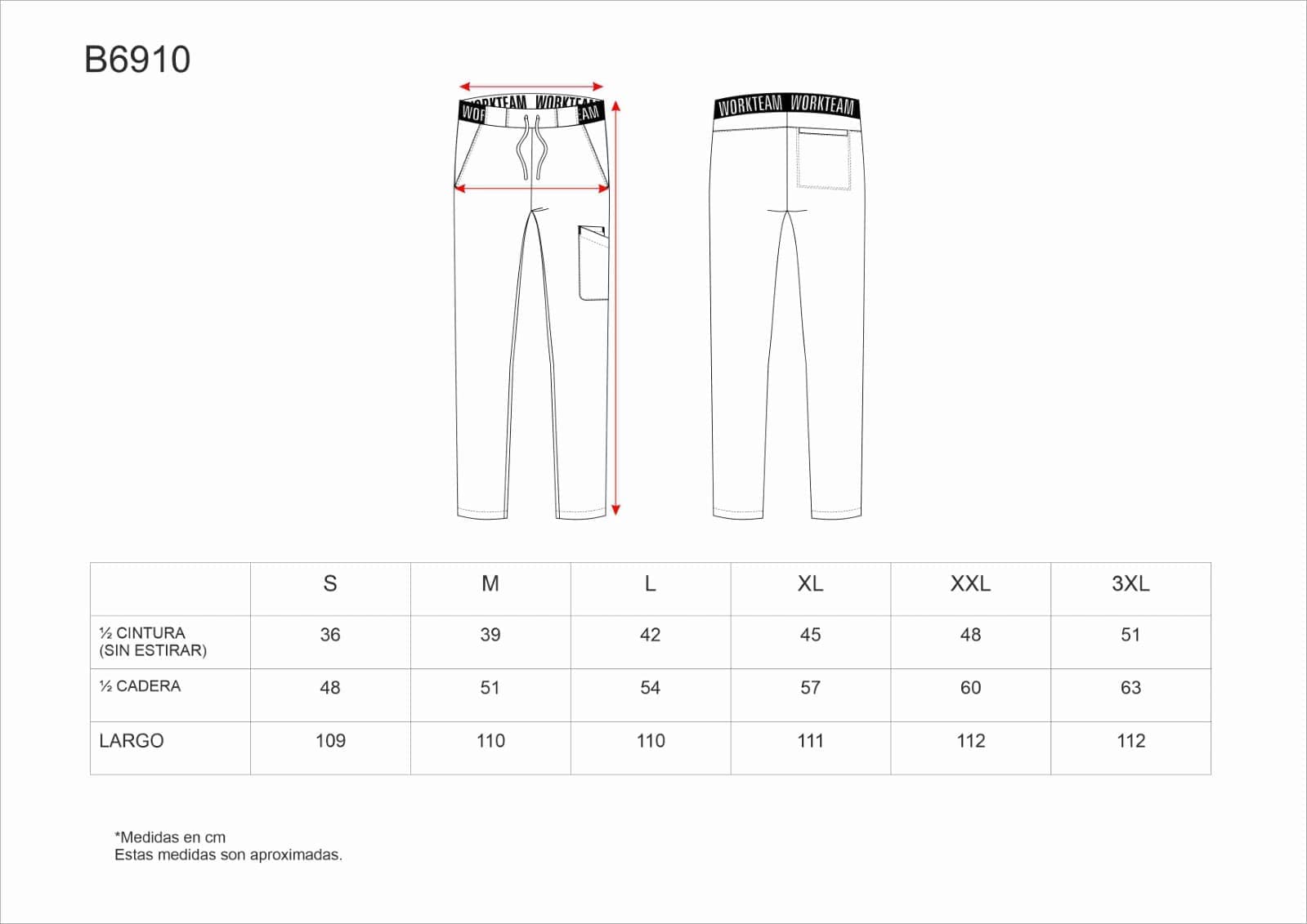 Tallas de la XS a la 3XL