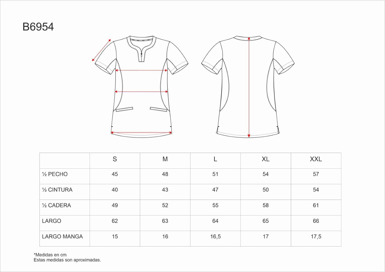 Tallas de la XS a la 3XL
