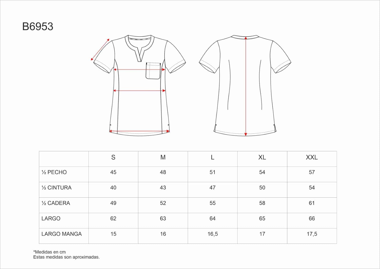 Tallas de la XS a la 3XL