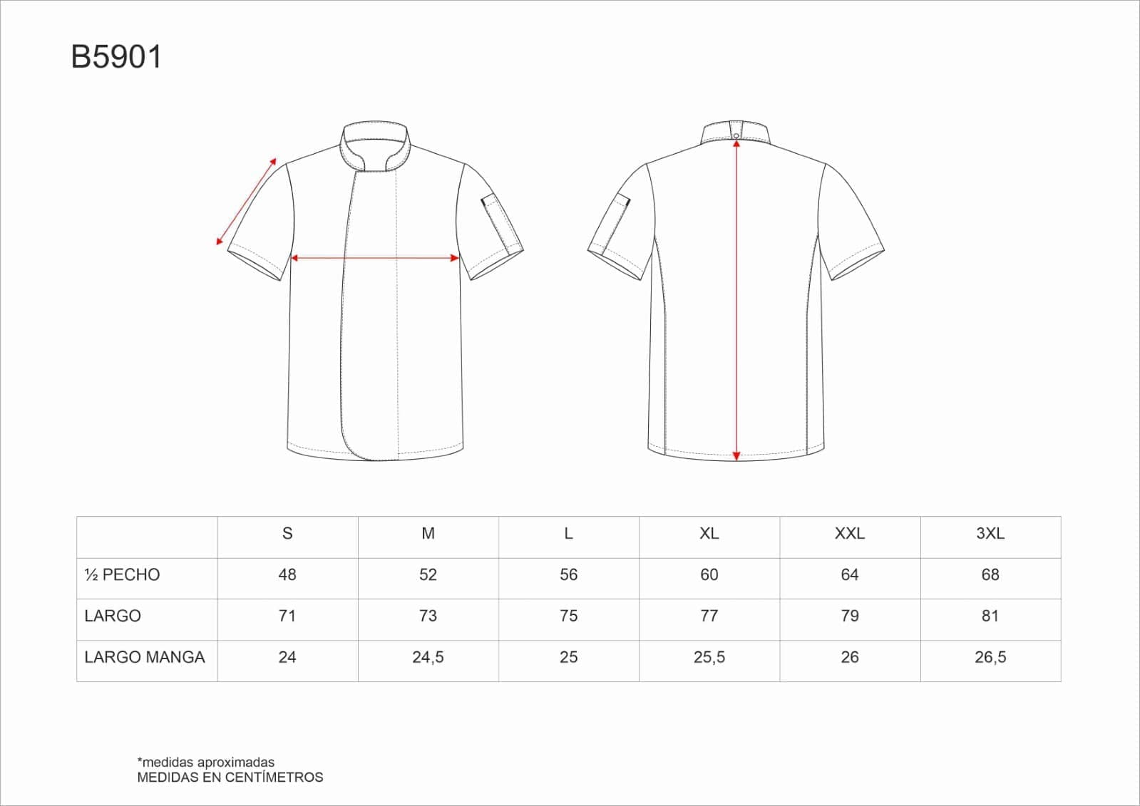 Tallas de la XS a la 3XL