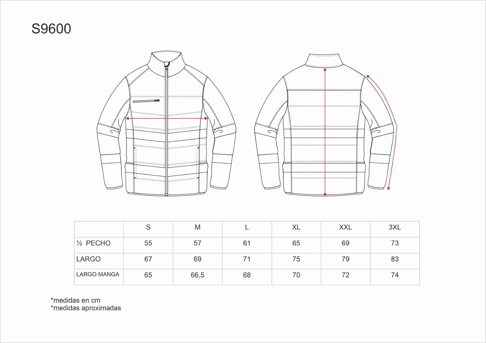 Tallas de la XS a la 3XL