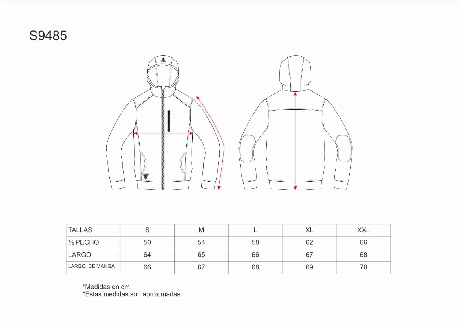 Tallas de la XS a la 3XL