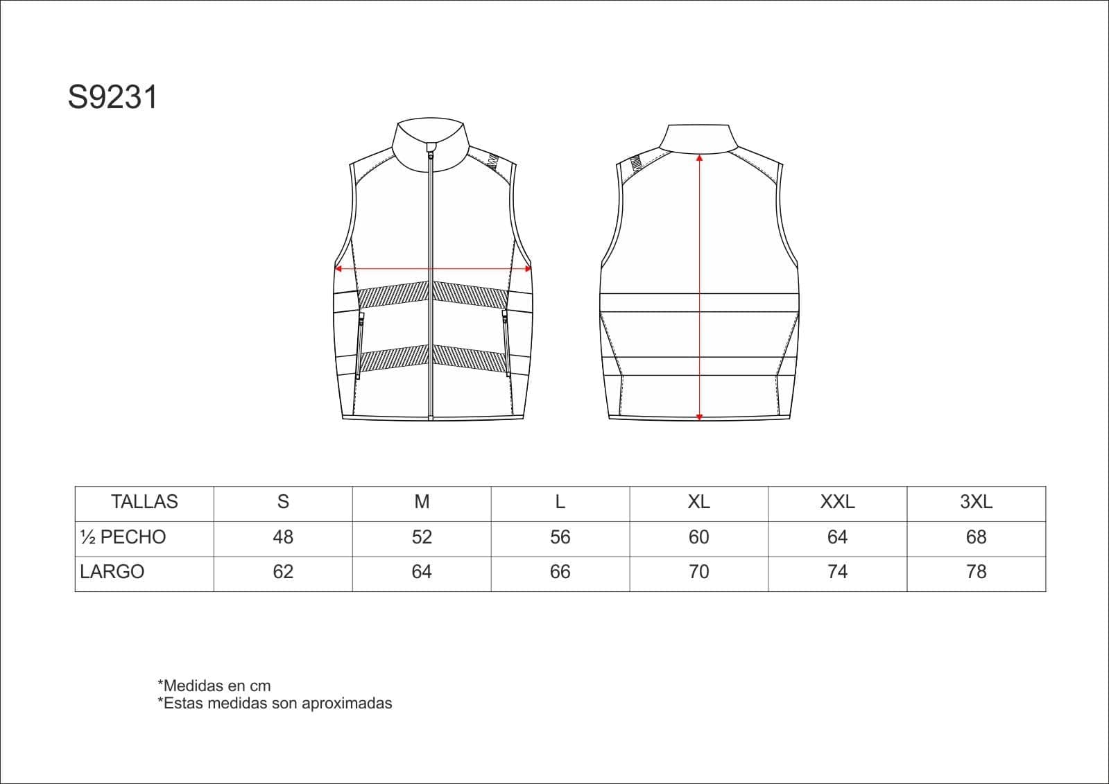 Tallas de la XS a la 3XL