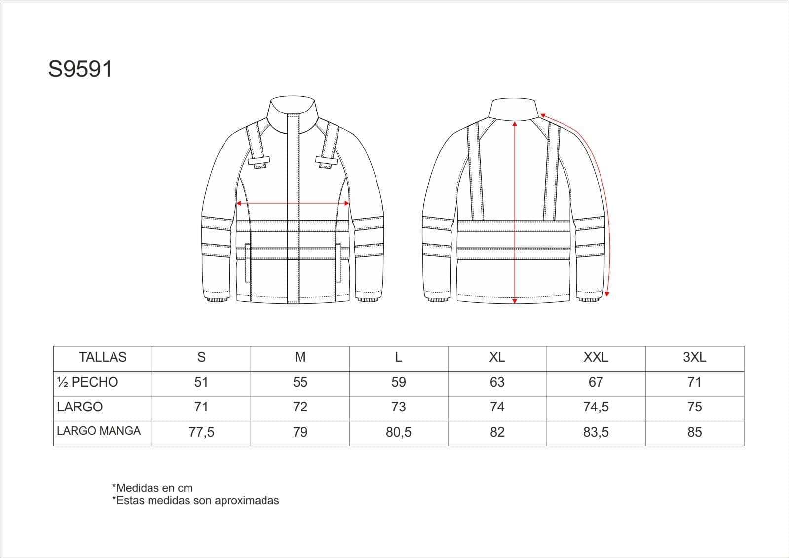 Tallas de la XS a la 3XL