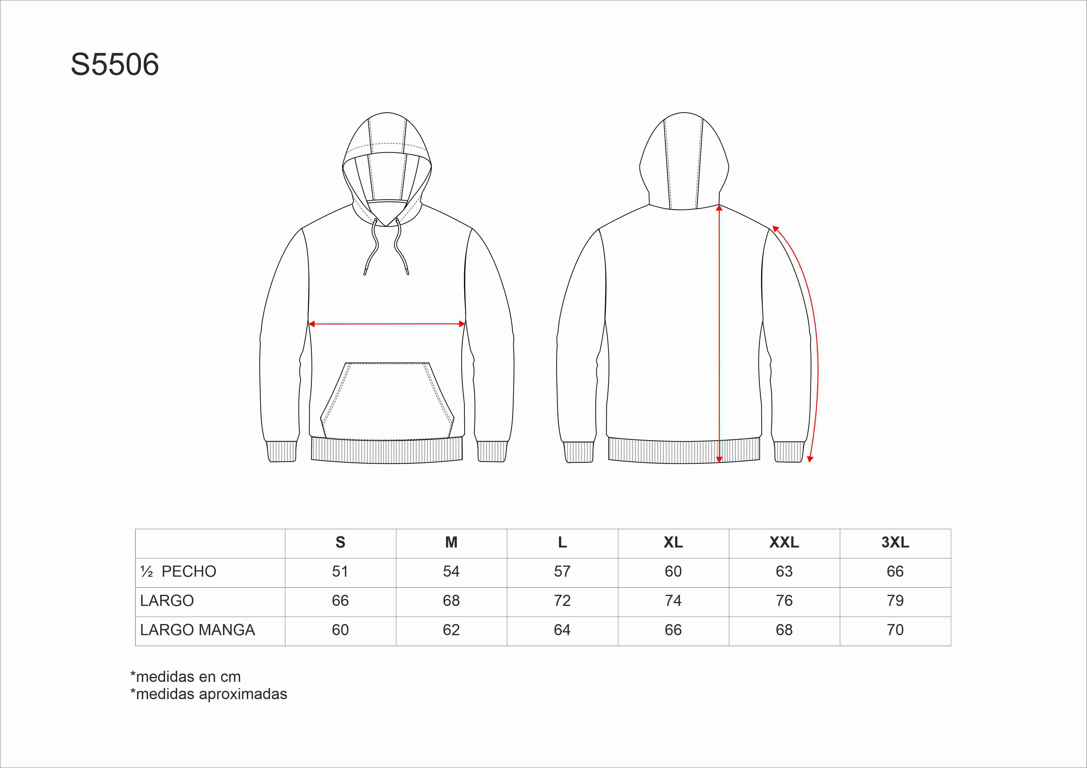Tallas de la XS a la 3XL