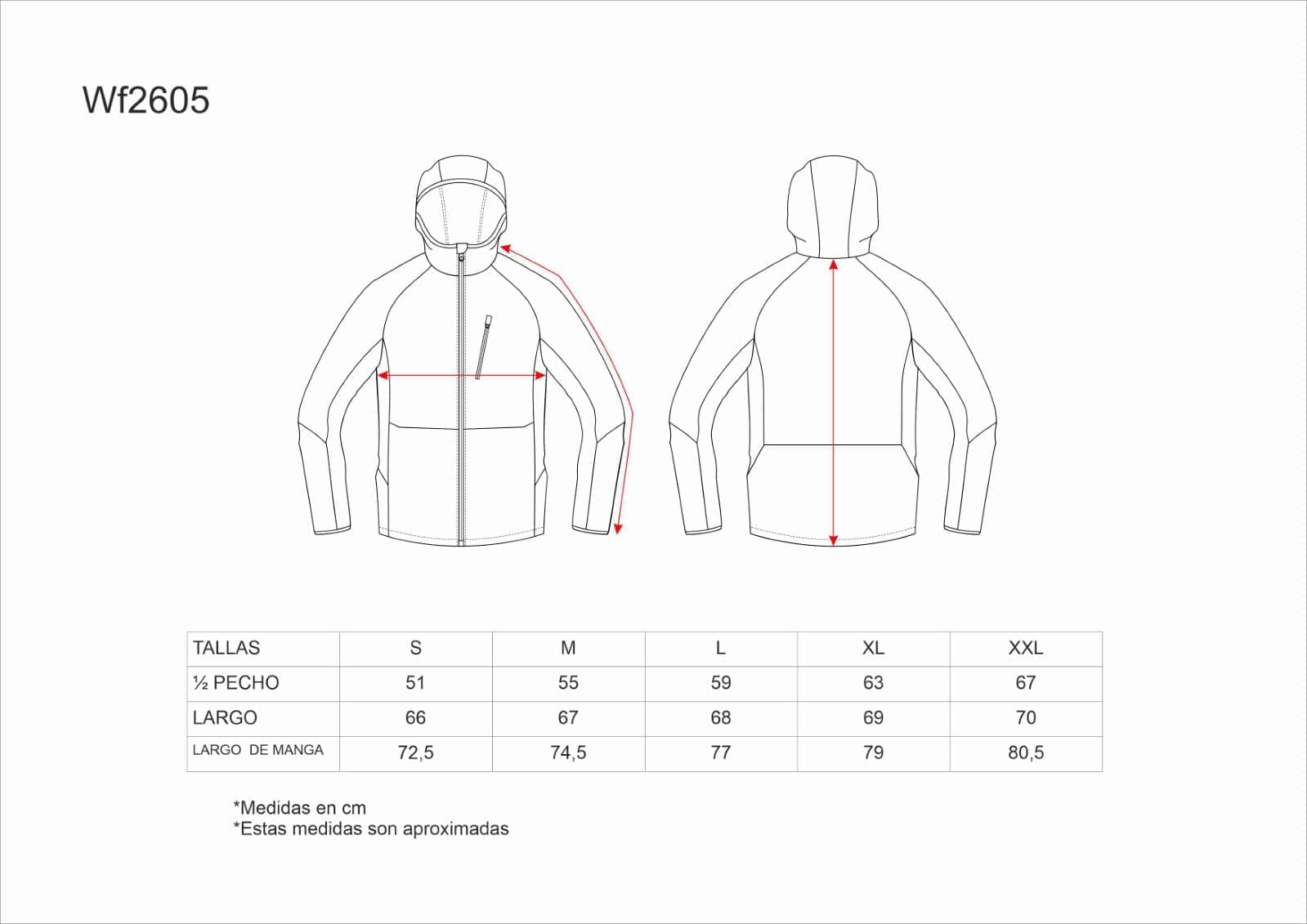 Tallas de la XS a la 3XL