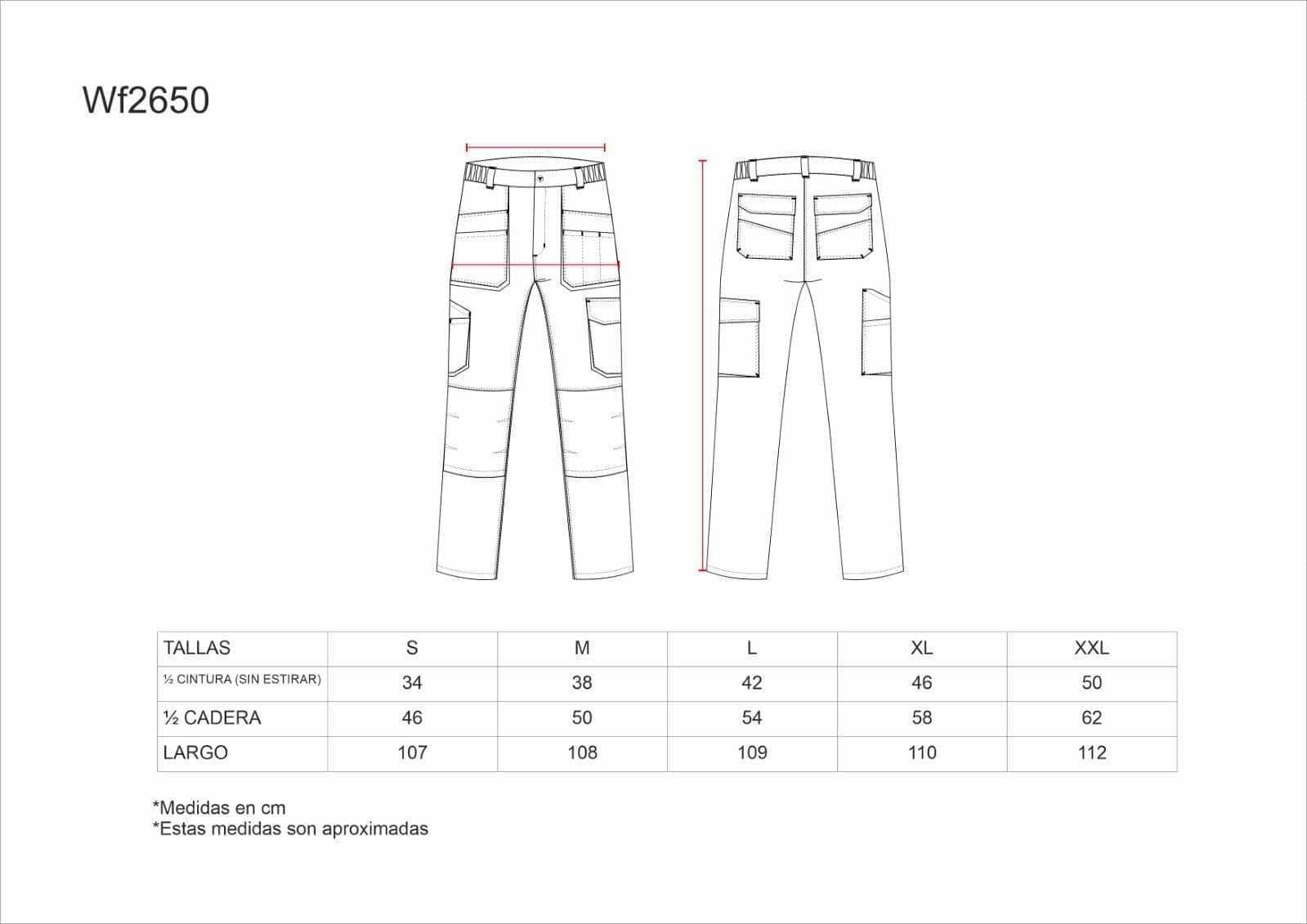 Tallas de la XS a la 3XL