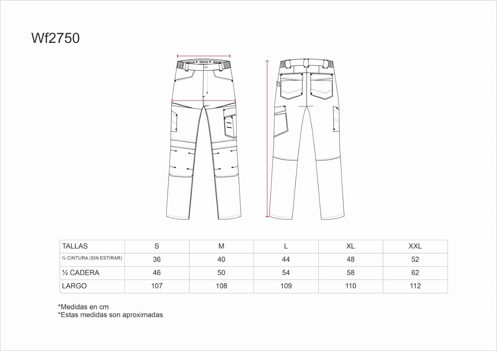 Tallas de la XS a la 3XL