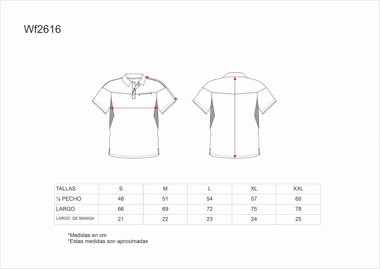 Tallas de la XS a la 3XL