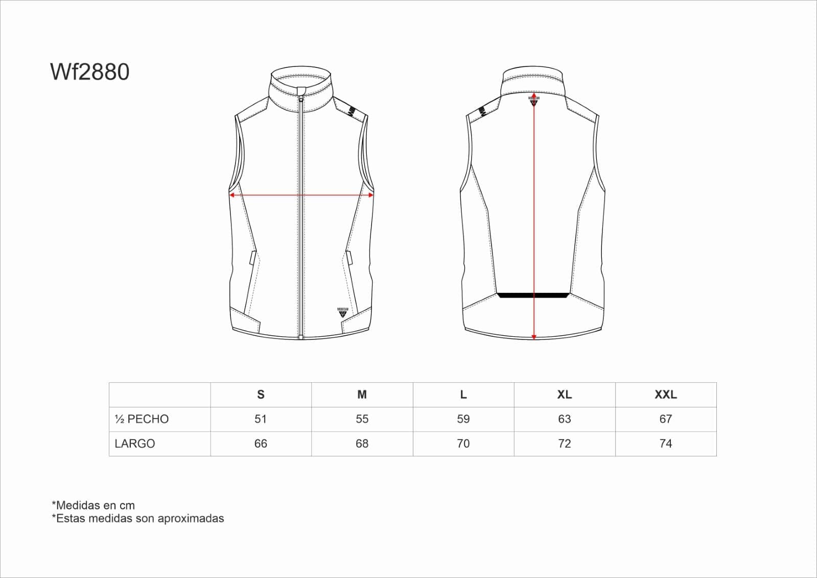 Tallas de la XS a la 3XL