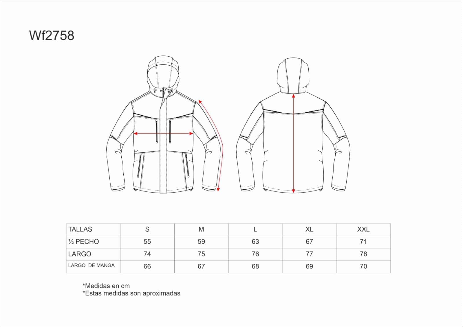 Tallas de la XS a la 3XL