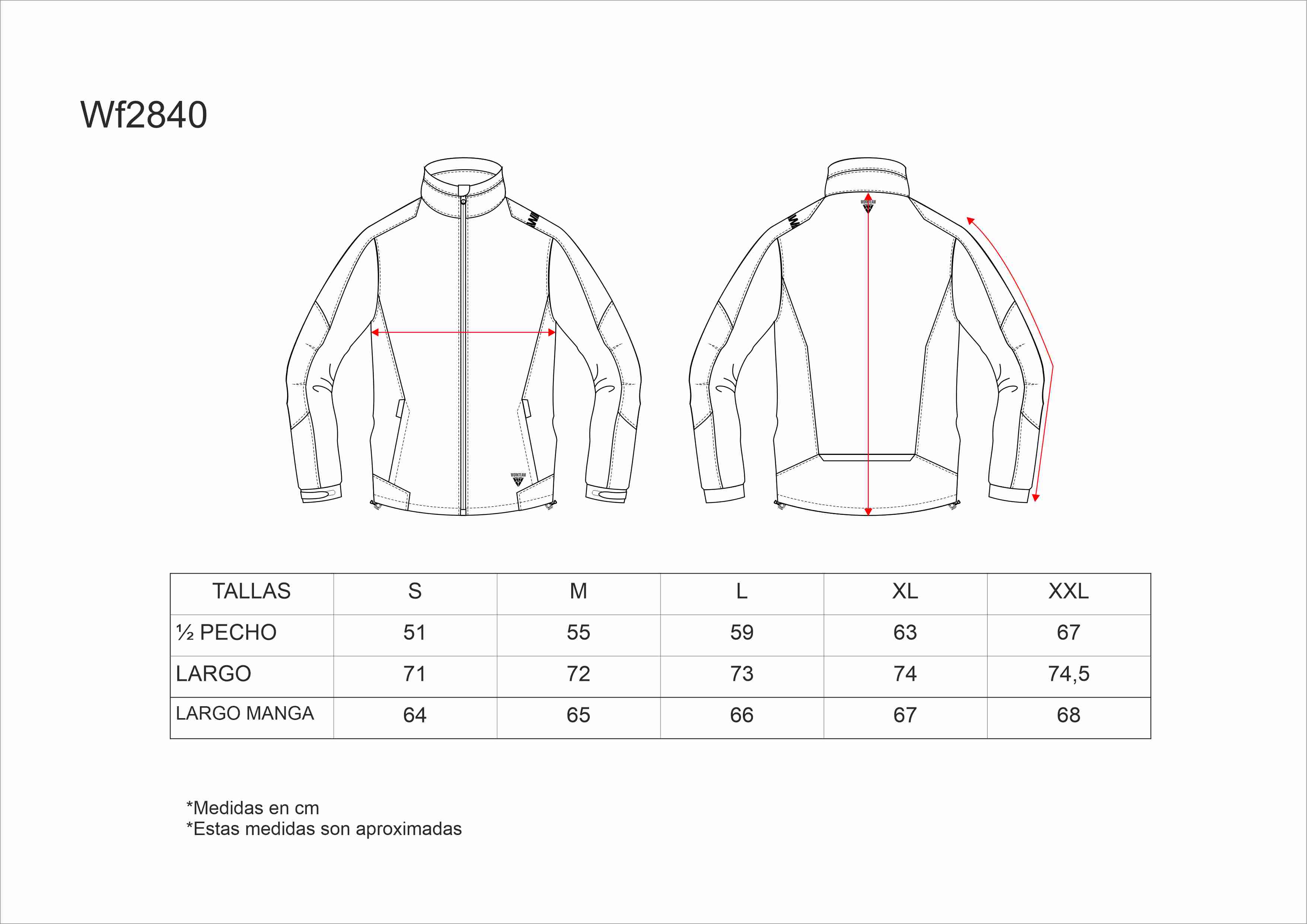 Tallas de la XS a la 3XL