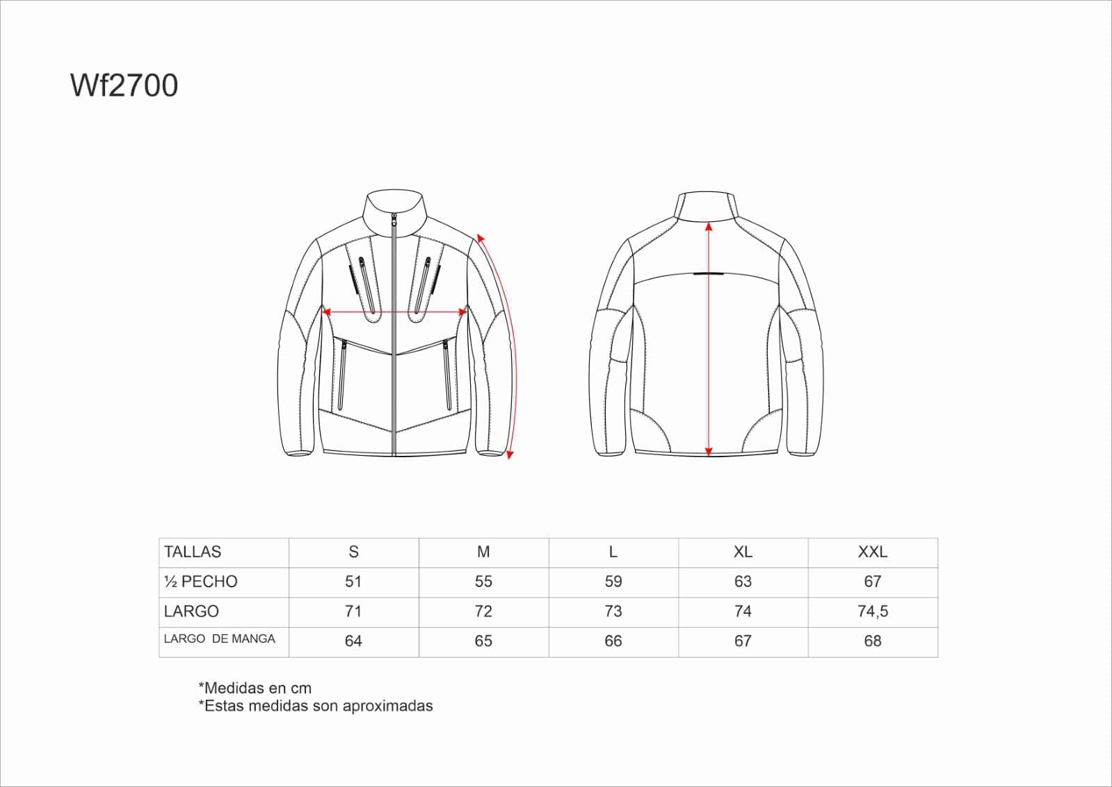 Tallas de la XS a la 3XL