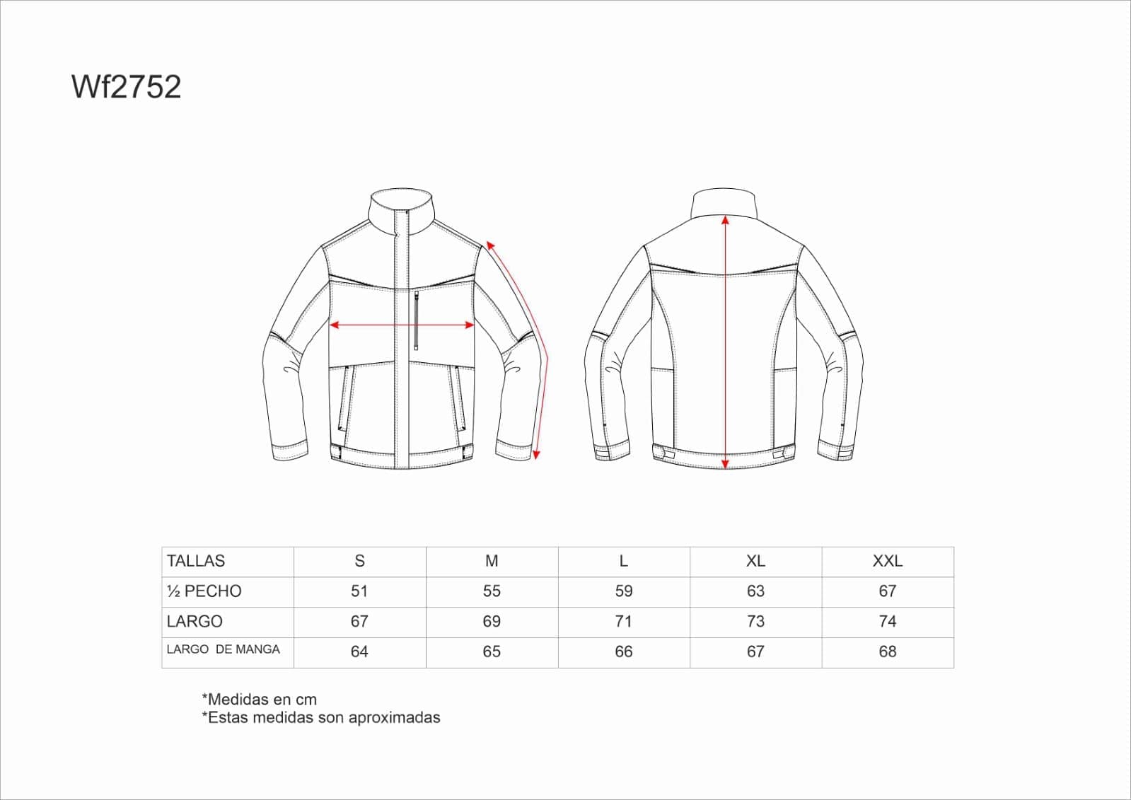 Tallas de la XS a la 3XL