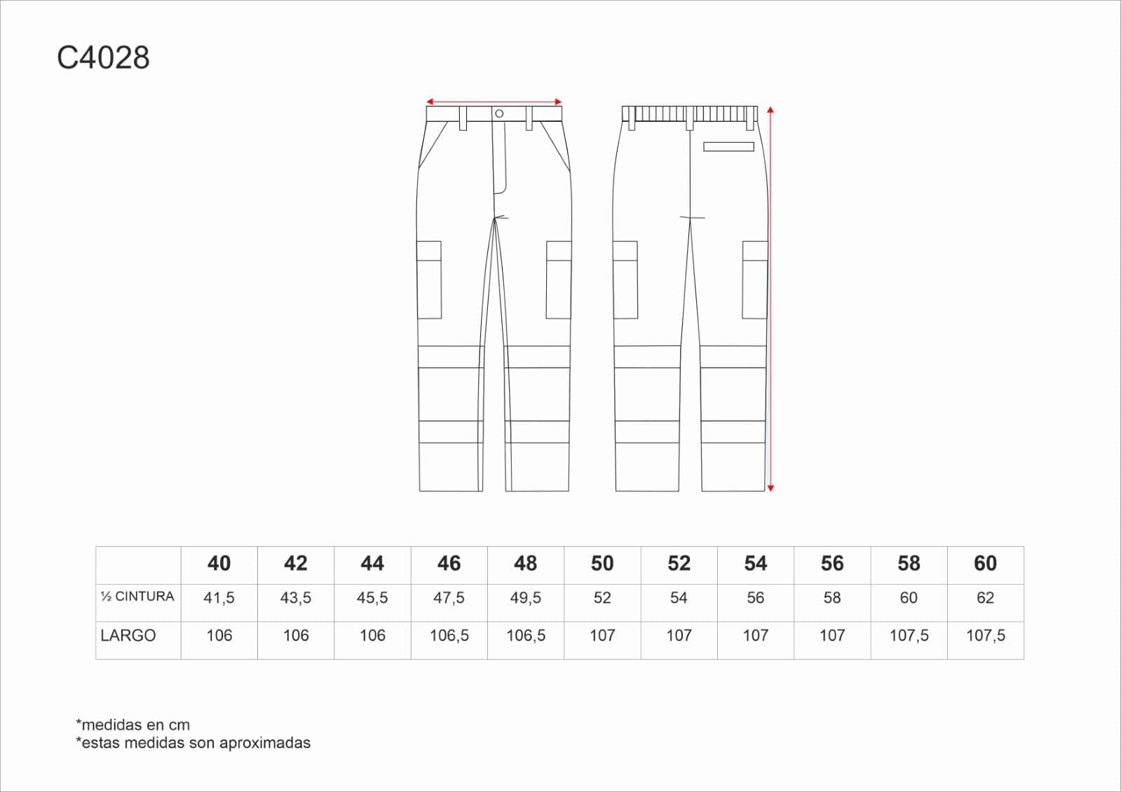 Tallas de la XS a la 3XL