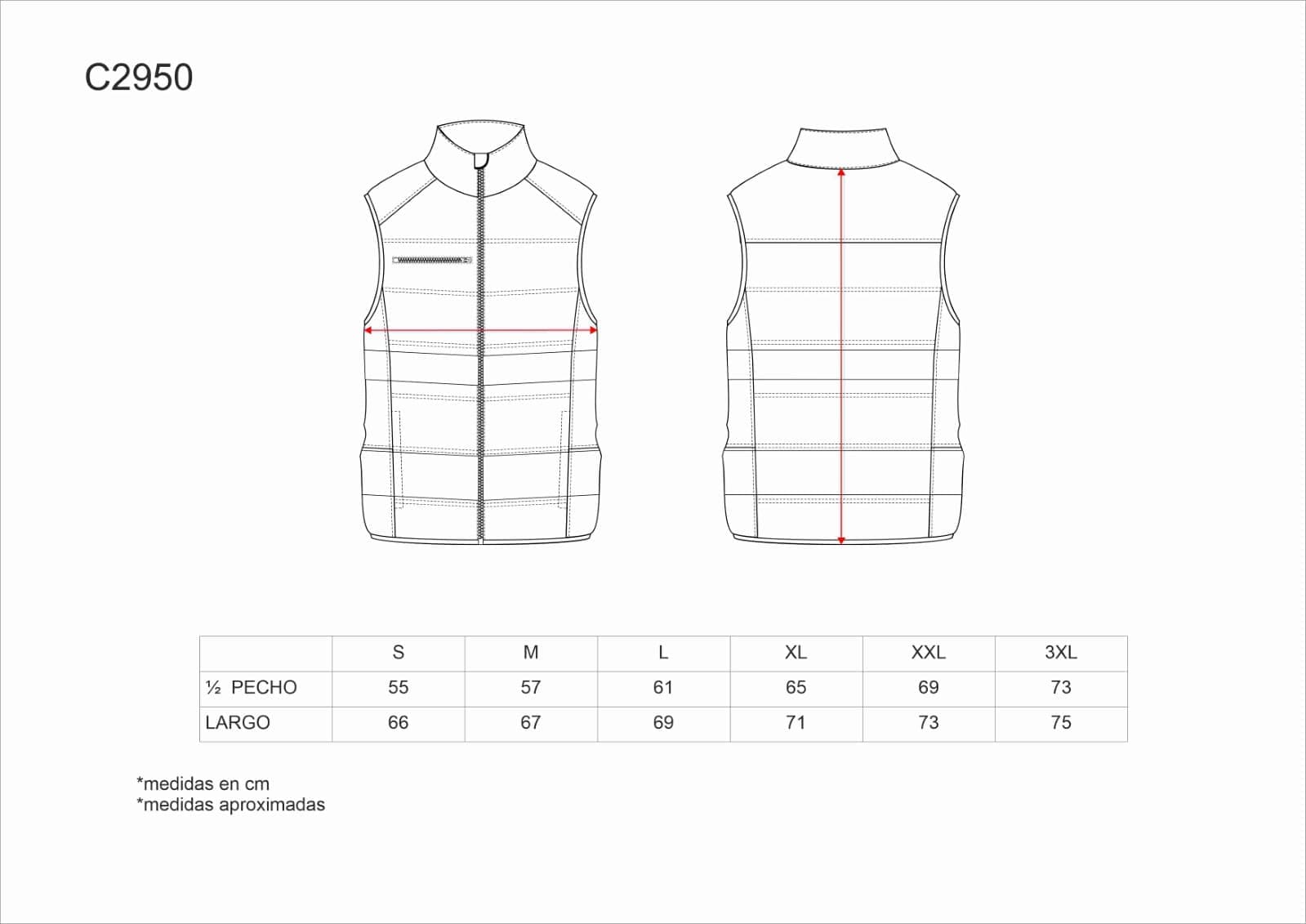 Tallas de la XS a la 3XL