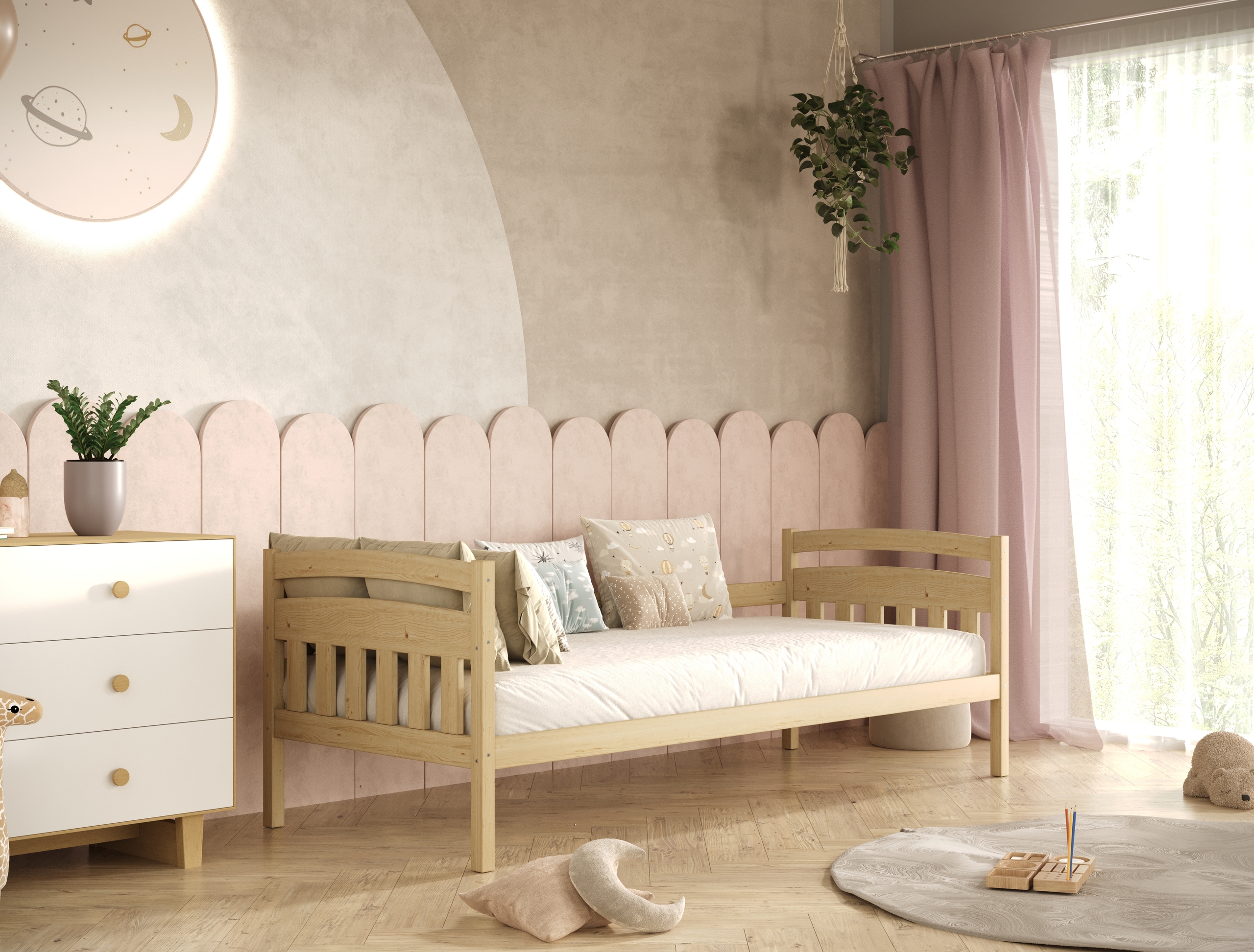 Kinderbett lackiertes Naturholz
