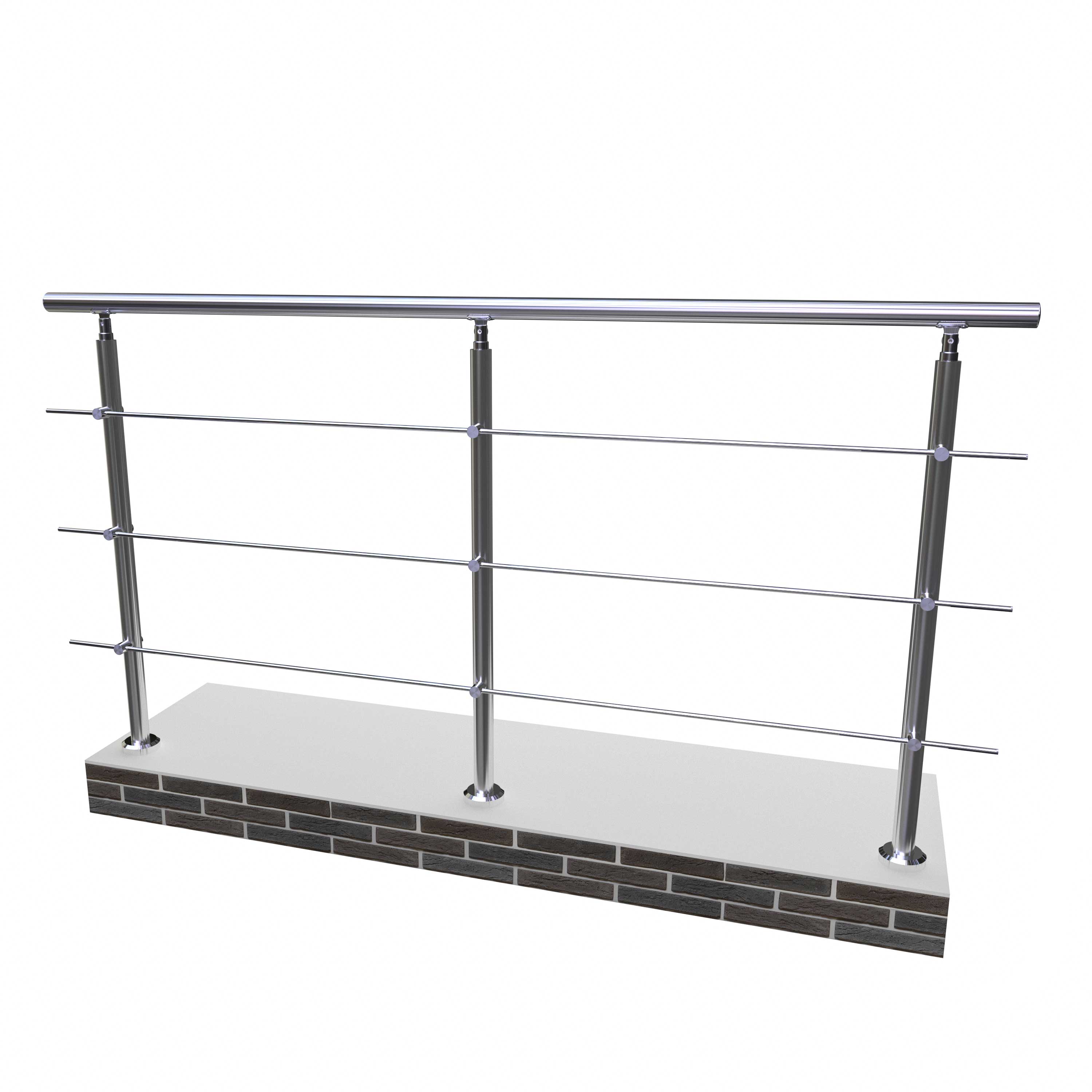 Stainless Steel Handrail Safety with 3 Cross Bars, 200cmx106cm for ...