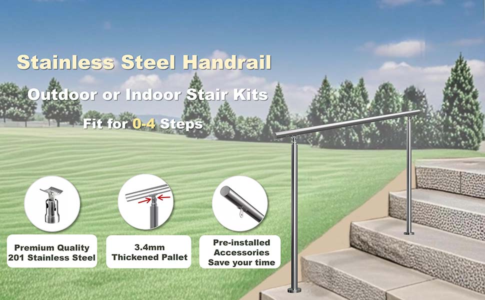 Stainless steel handrail Safety Rail Outdoor Indoor Handrail Mobility ...
