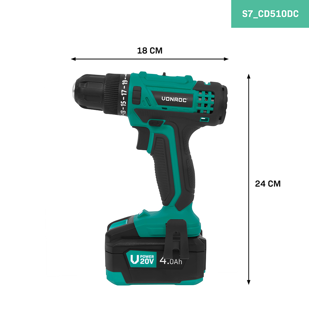 Coffret de la perceuse sans fil VONROC 20V