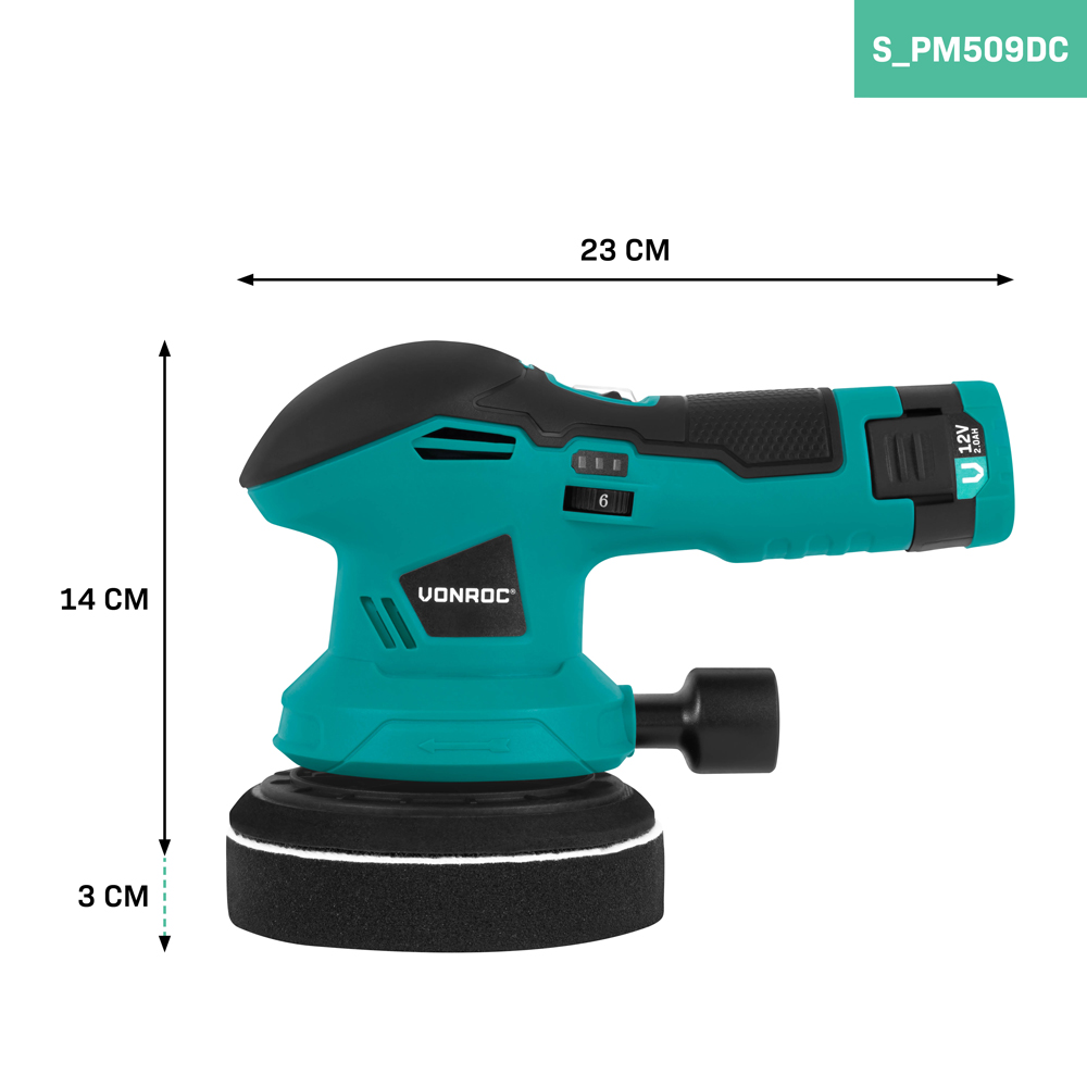 Graphique de la polisseuse VONROC 12V