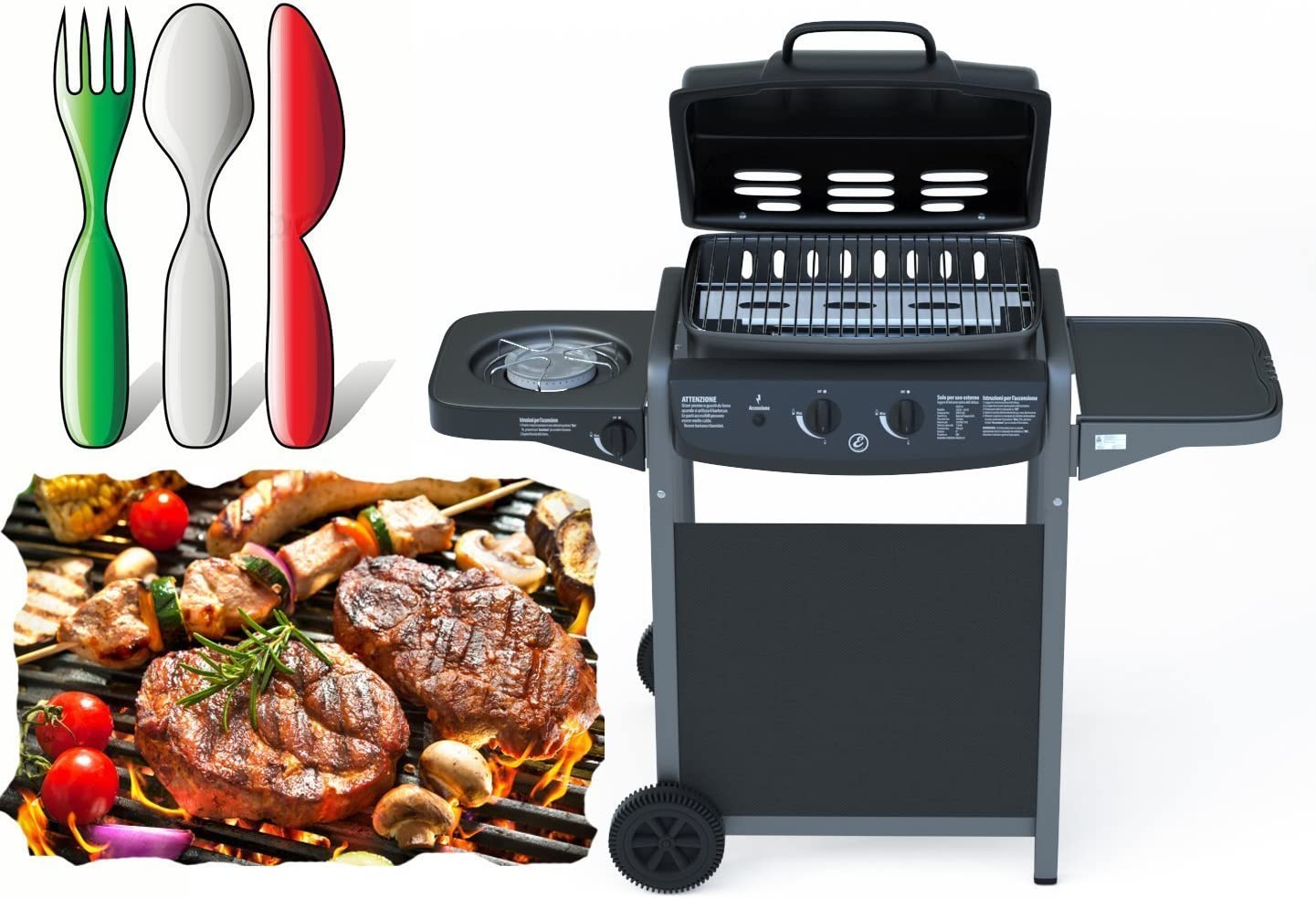 Barbecue A Gas Con Fuoco Bruciatore Laterale BBQ Con Coperchio Termometro Griglia Piano Di Appoggio Grill Compatto Con Ruote E Struttura In Acciaio Giardino Esterno Piscina 112 X 52.5 X 96.5 Cm Nero -Sconto Weber || Campingaz || OUTSUNNY in Italia AAHKMJXYDAFdJAOAIMEbOAch7w5JgkD56B5b mYl T9Isf4DCJN 5REyQjePMyCh ltBtoxu