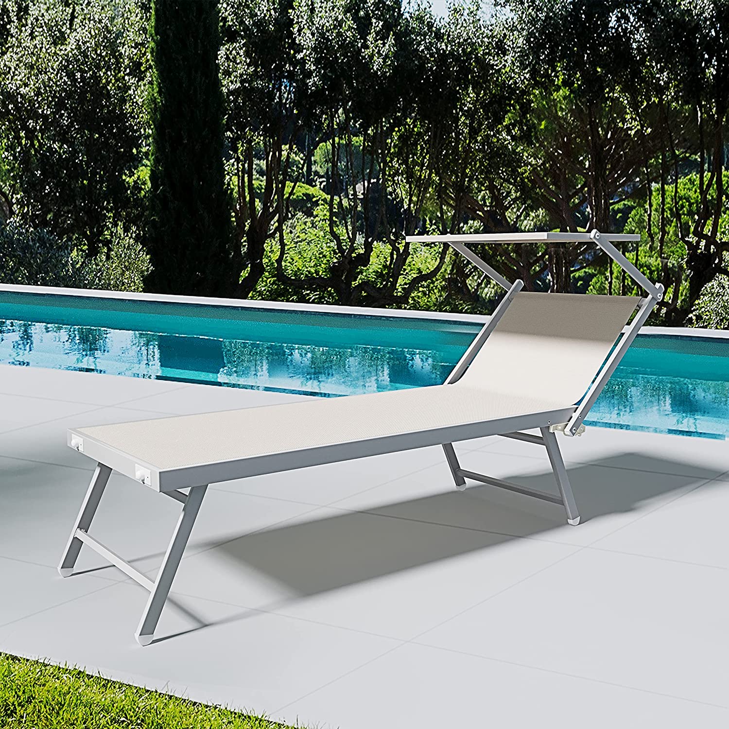 Coppia Di Lettini Beige Prendisole Pieghevole Professionale In Alluminio Tettuccio Orientabile Tettino Parasole Sdraio Lettino Prendi Sole Mare Spiaggia Piscina Giardino 182 X 60 X 38 Cm -OUTSUN Giardino Negozio AAHKMJXYDAFdJAOAIMEbOAch7w5JgkD56B5b mYl T9Isf4DCJN 5REyQjePMyCh ltBtoxu