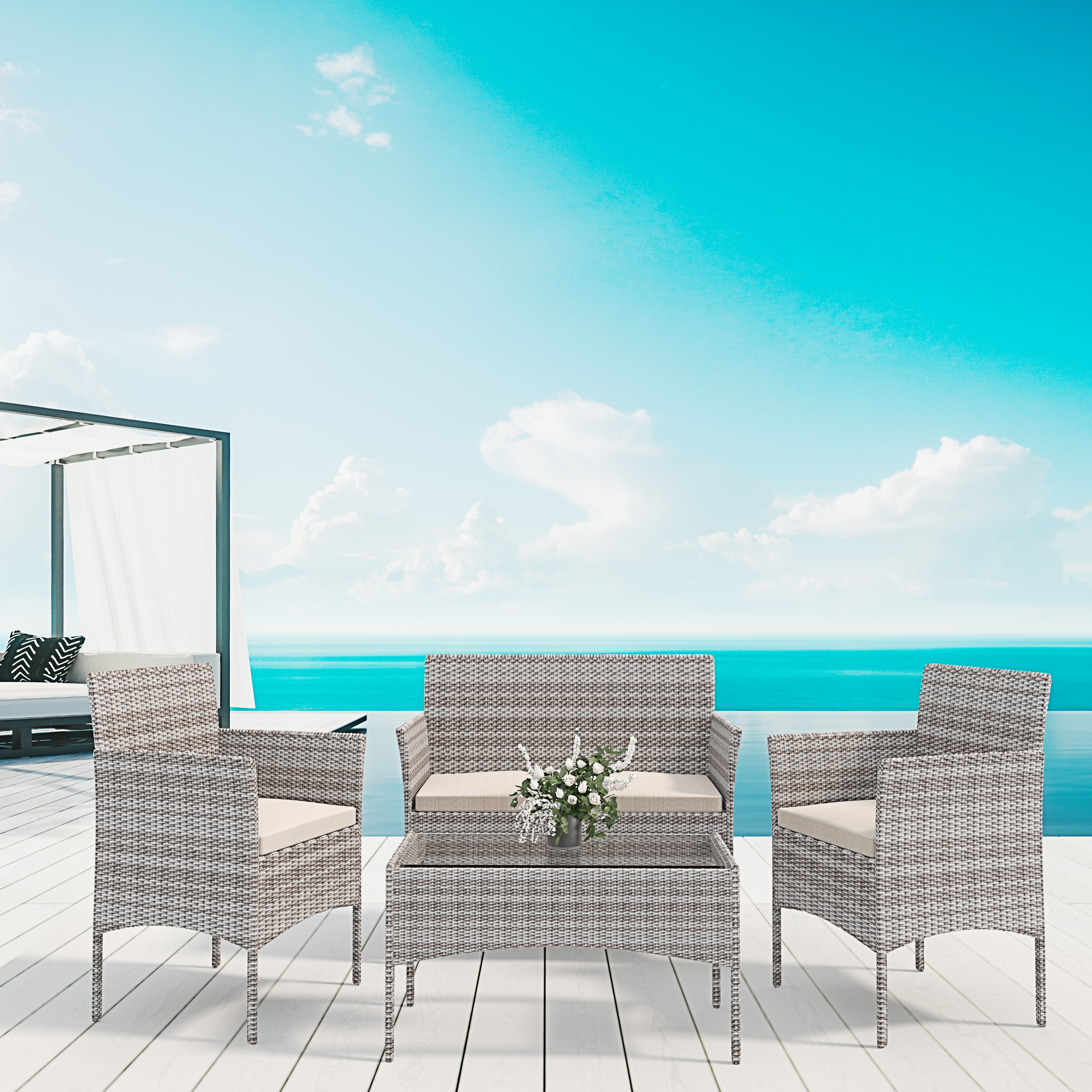 Arreditaly Set Di Mobili Da Giardino Salotto Salottino In Rattan 4 Posti Con Tavolino E Ripiano In Vetro 2 Poltrone E Divano 2 Posti Per Giardino Esterno Piscina Cuscini Sfoderabili (Grigio) -Giardino di Lusso AAHKMJXYDAFdJAOAIMEbOAch7w5JgkD56B5b mYl T9Isf4DCJN 5REyQjePMyCh ltBtoxu K2IyffEGxn06n8G2otkwQqAh6oYsEfpMljfGSWSR1 EU3J2yw6Wg7fvweU=