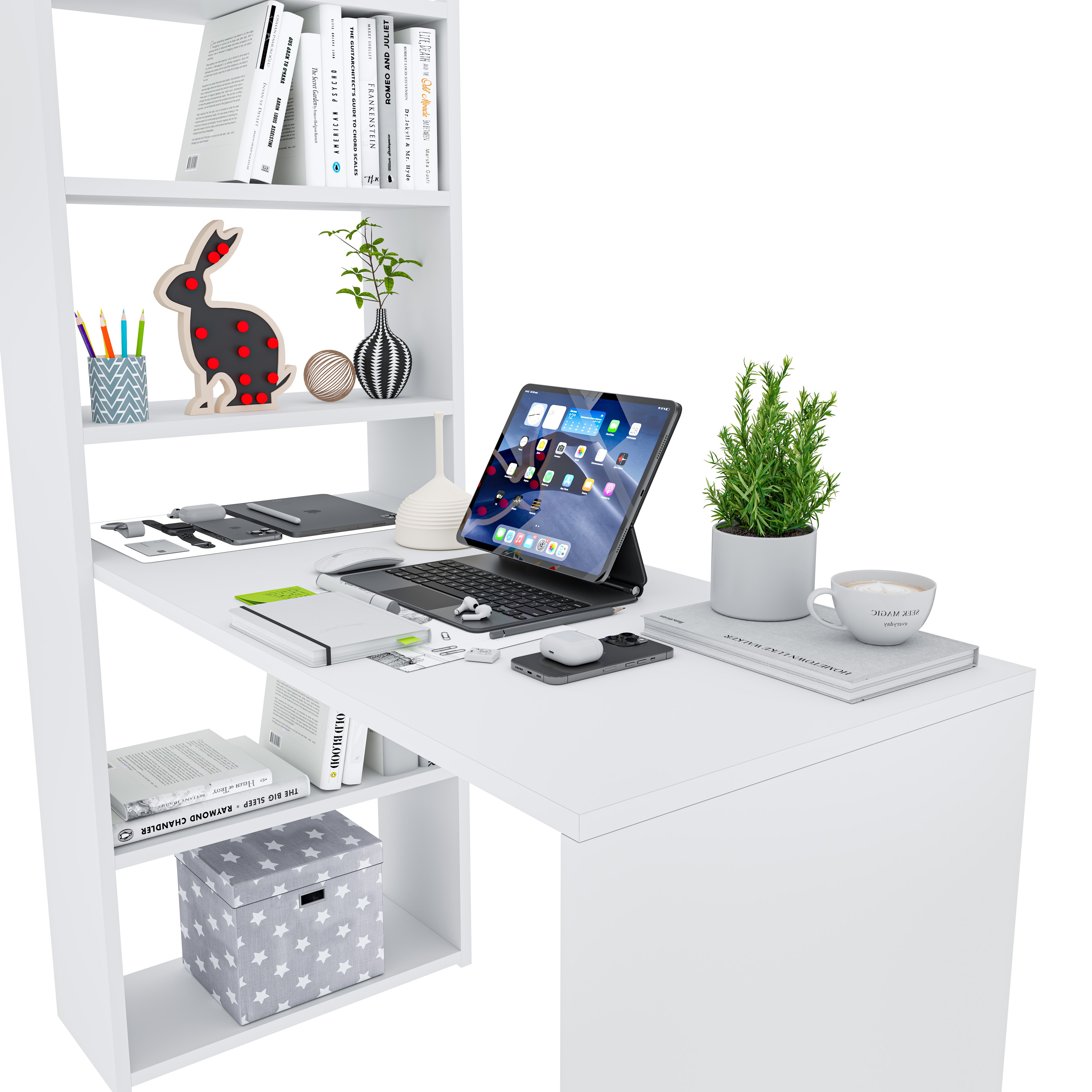Scrivania Con Libreria Reversibile Salvaspazio Kirkensen Scrittoio Scaffali Laterali Mobile Desk Postazione Pc Da Studio Ufficio Soggiorno Sala Da Pranzo 120 X 144 X 53 Cm Colore Bianco -Armonia Casa AAHKMJXYDAFdJAOAIMEbOAch7w5JgkD56B5b mYl T9Isf4DCJN 5REyQjePMyCh ltBtoxu