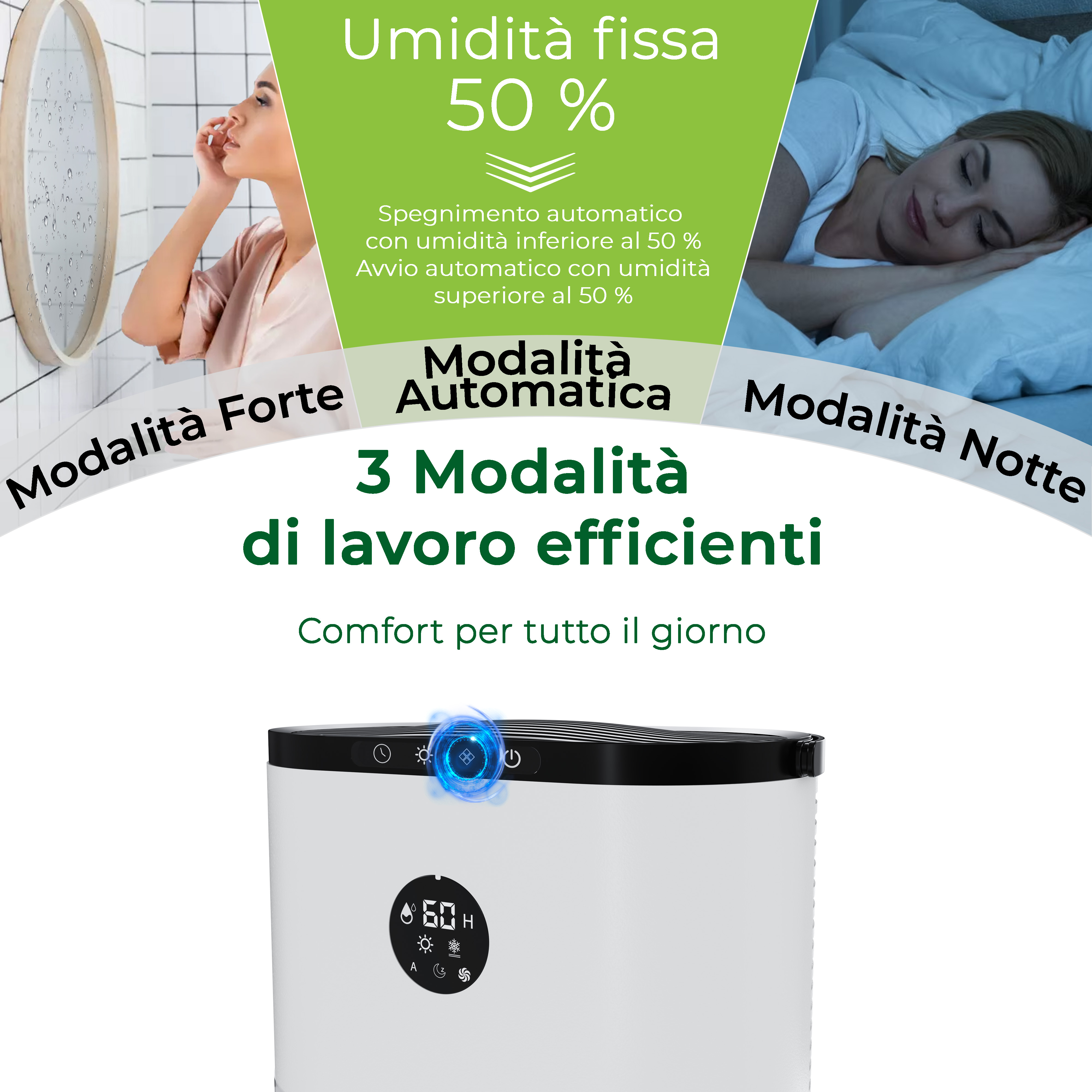 Deumidificatore Portatile 1.3L Con Sbrinamento Automatico - Timer E Spegnimento Intelligente - Foto 3