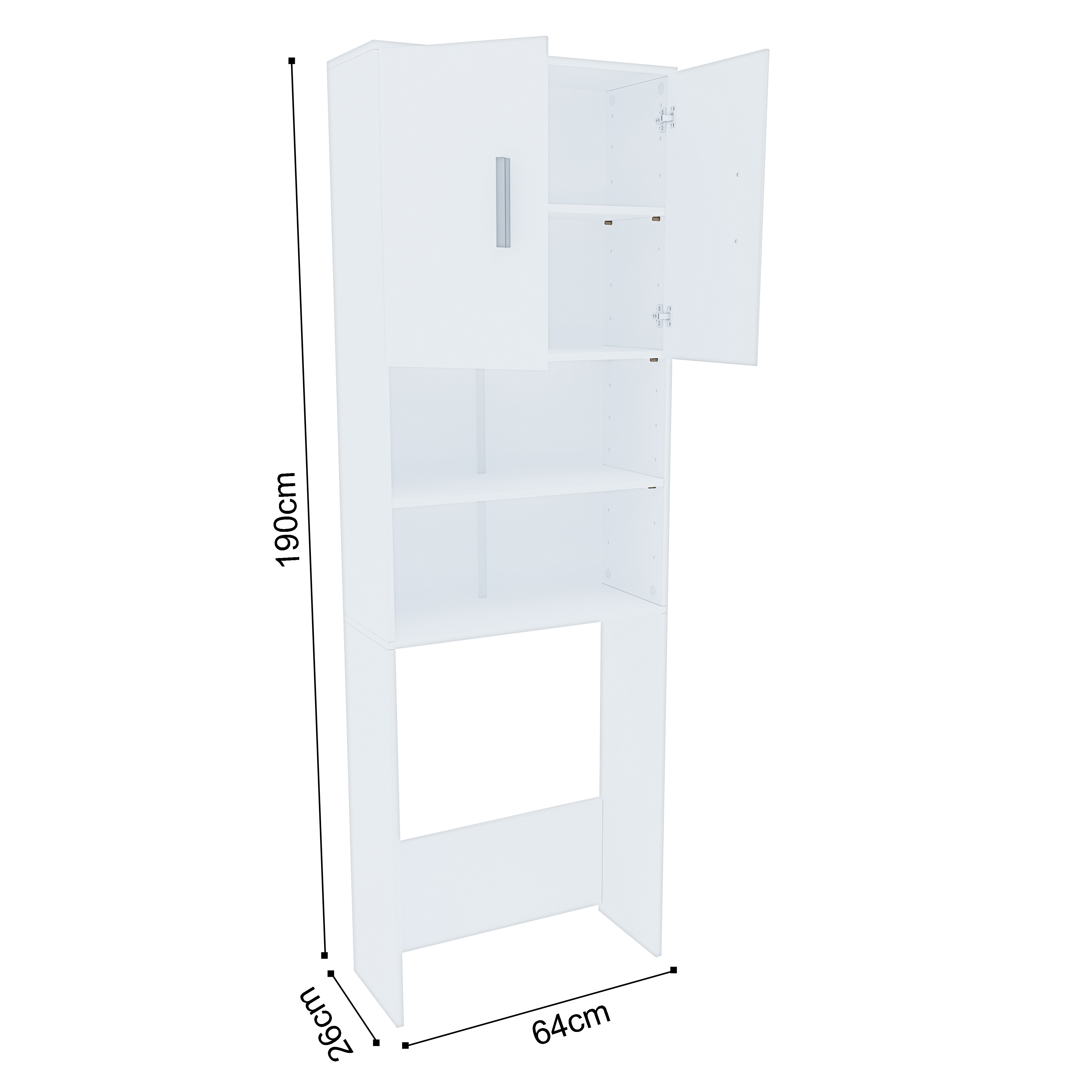 Mobile Lavatrice Bianco 190cm | Armadio Salvaspazio Con 2 Ante | Per Bagno E Lavanderia - Foto 13