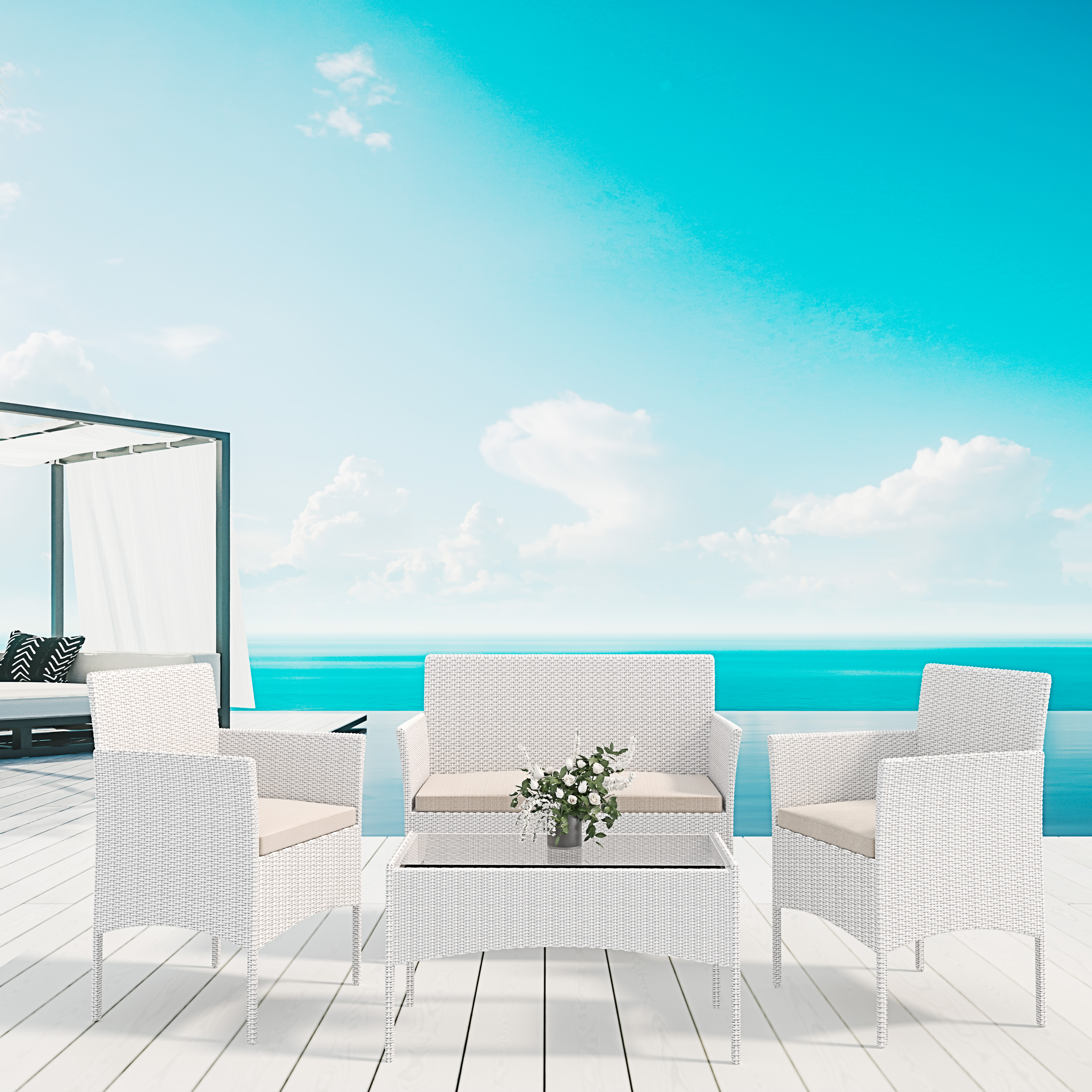 Arreditaly Set Di Mobili Da Giardino Salotto Salottino In Rattan 4 Posti Con Tavolino E Ripiano In Vetro 2 Poltrone E Divano 2 Posti Per Giardino Esterno Piscina Cuscini Sfoderabili (Bianco) -Giardino di Lusso AAHKMJXYDAFdJAOAIMEbOAch7w5JgkD56B5b mYl T9Isf4DCJN 5REyQjePMyCh luu0LPx1CwyB13gljfhsMAwqIz19Zdo YpAIps9MrBDK ZaFgA IcYr6E2mkRFAyRE=