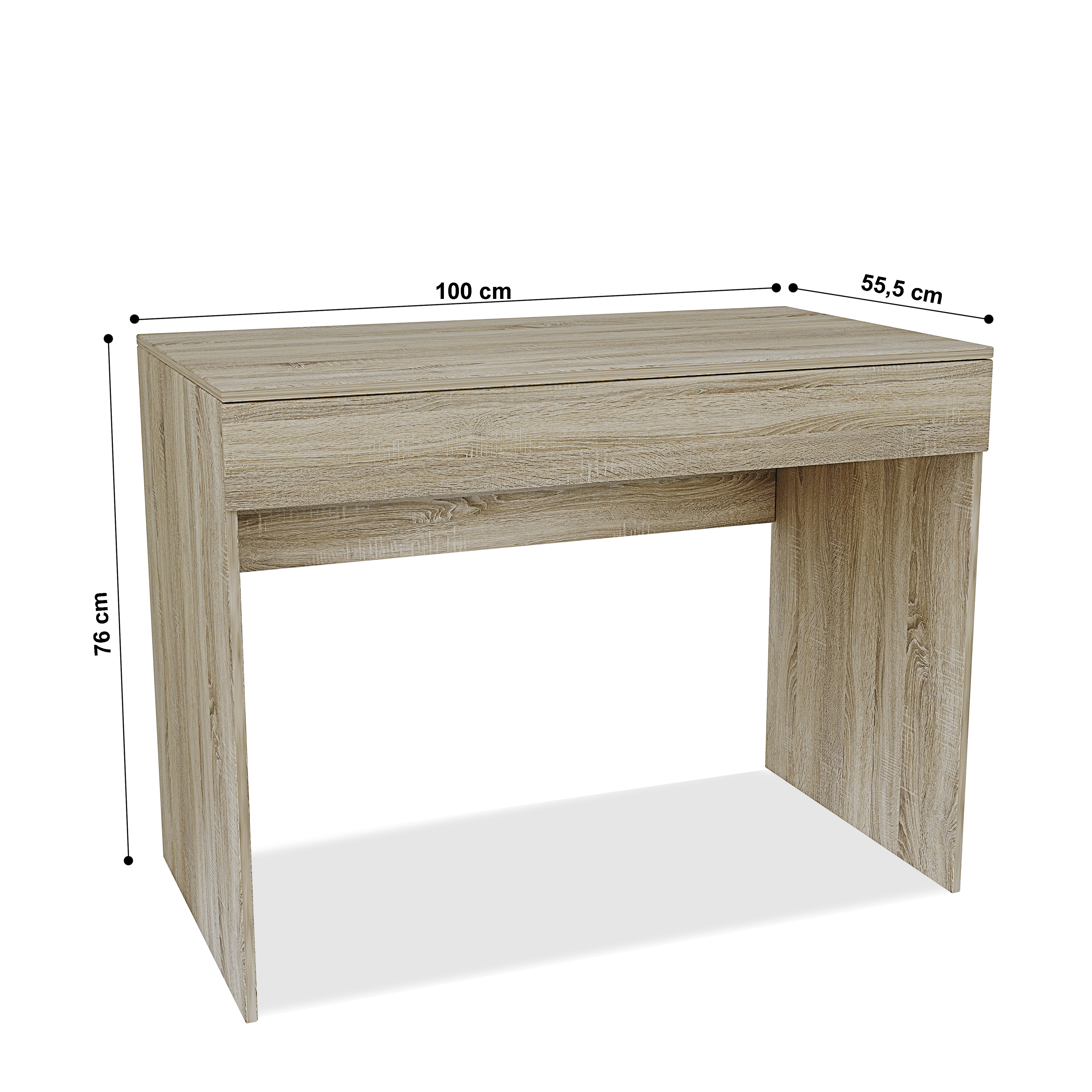 Scrivania Con Cassetto Tavolo Da Studio Salvaspazio Con Ripiano Ideale  Studio Disegno Soggiorno Camera Salotto Ingresso Corridoio Tripoli 100 x 76  x 55.5 Cm (Rovere)