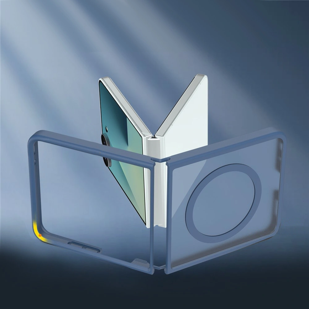 Custodia fumé per Samsung Galaxy Z Flip 8, Skin Touch, per MagSafe, blu