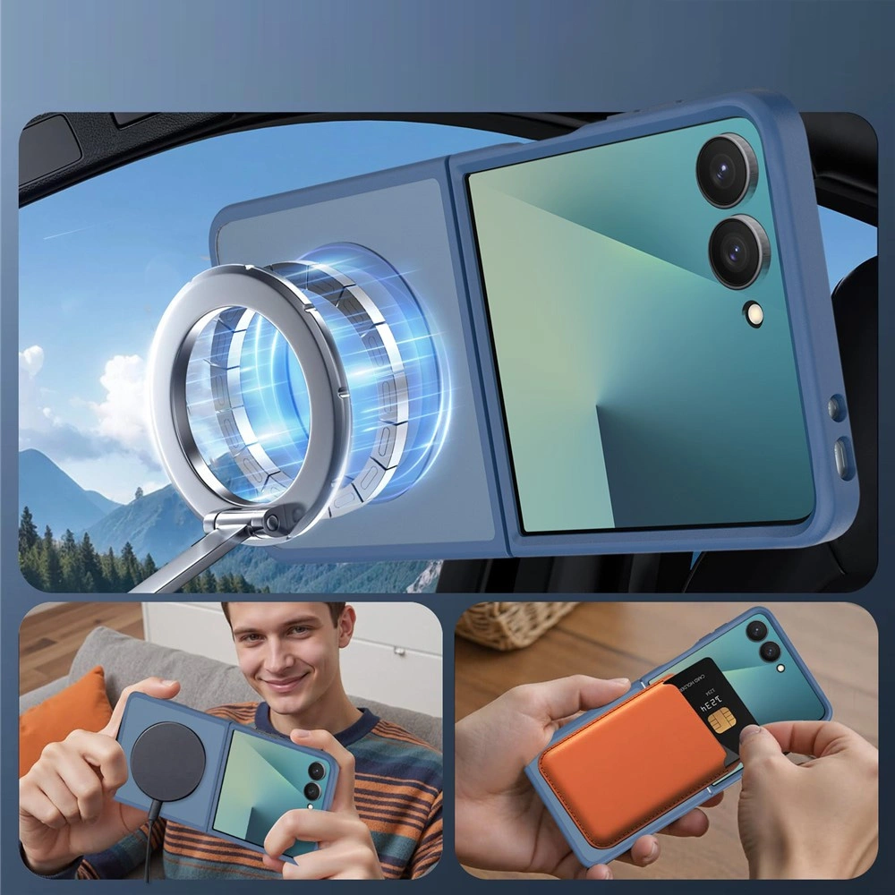 Custodia Smoke per Samsung Galaxy Z Flip 8, Skin Touch, per MagSafe, Blu
