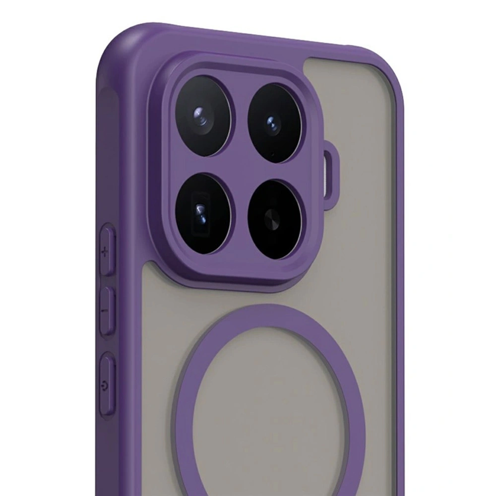 Custodia fumé per Xiaomi 17T Pro, custodia opaca, per MagSafe, cornice viola