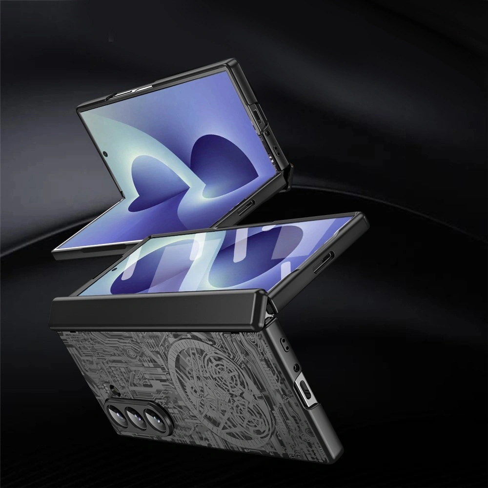 Custodia per Samsung Galaxy Z Fold 8 Ultra, Mechanical Legend, con vetro per lo schermo esterno, nero