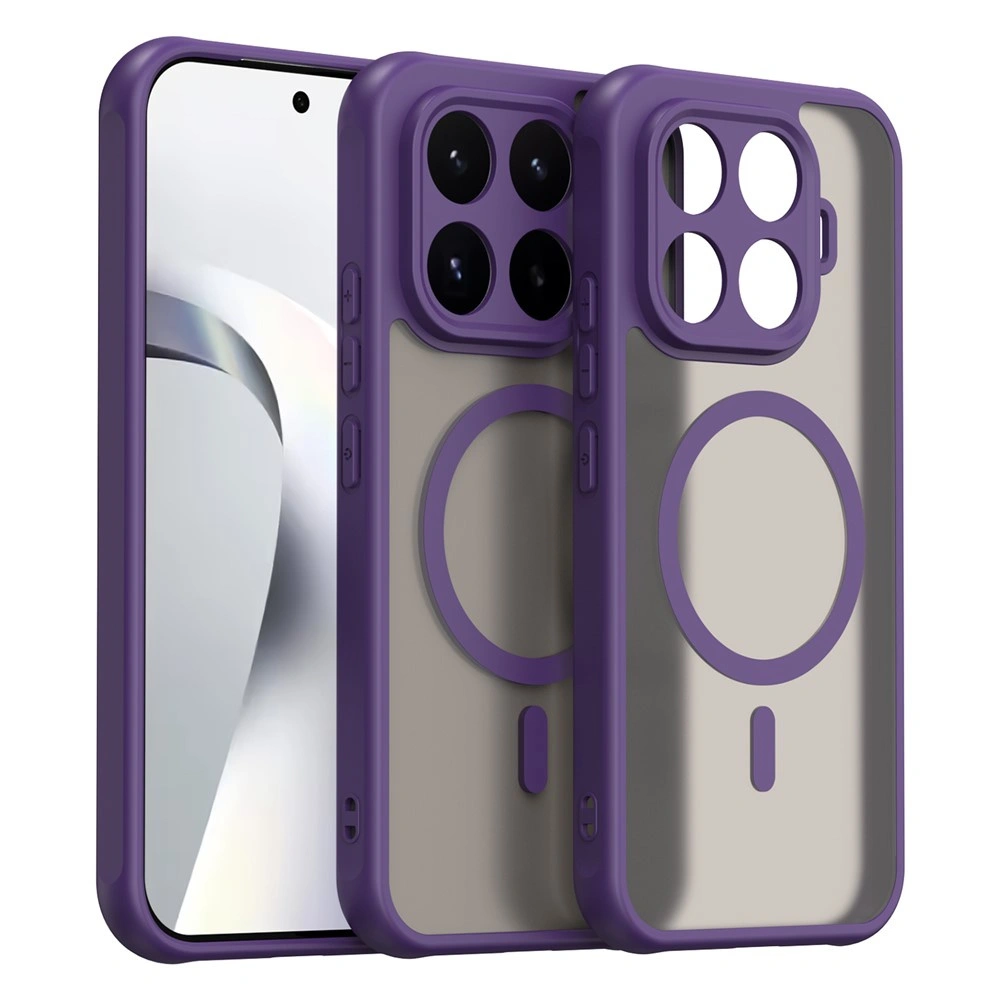 Custodia fumé per Xiaomi 17T, custodia opaca, per MagSafe, cornice viola