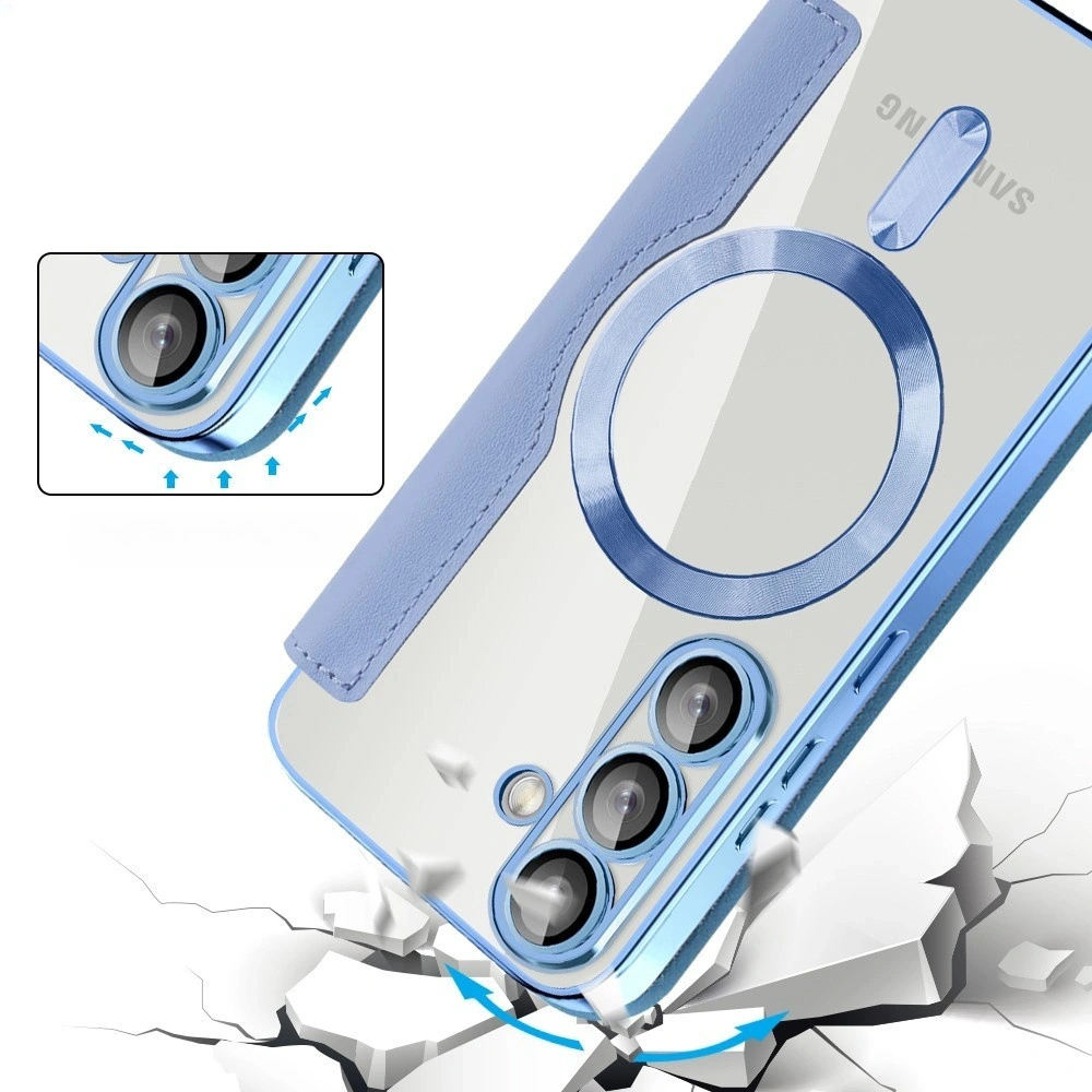Funda tipo libro para Samsung Galaxy A27 5G, RFID Wallet MagSafe con protección para la cámara, azul