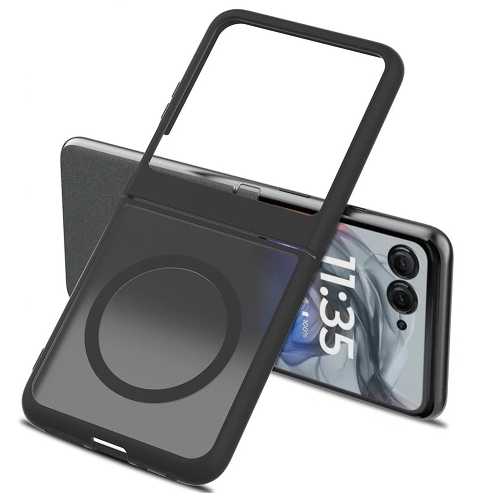 Funda Smoke para Motorola Razr 70 / 60 / 50 5G, Skin Touch, para MagSafe, negra