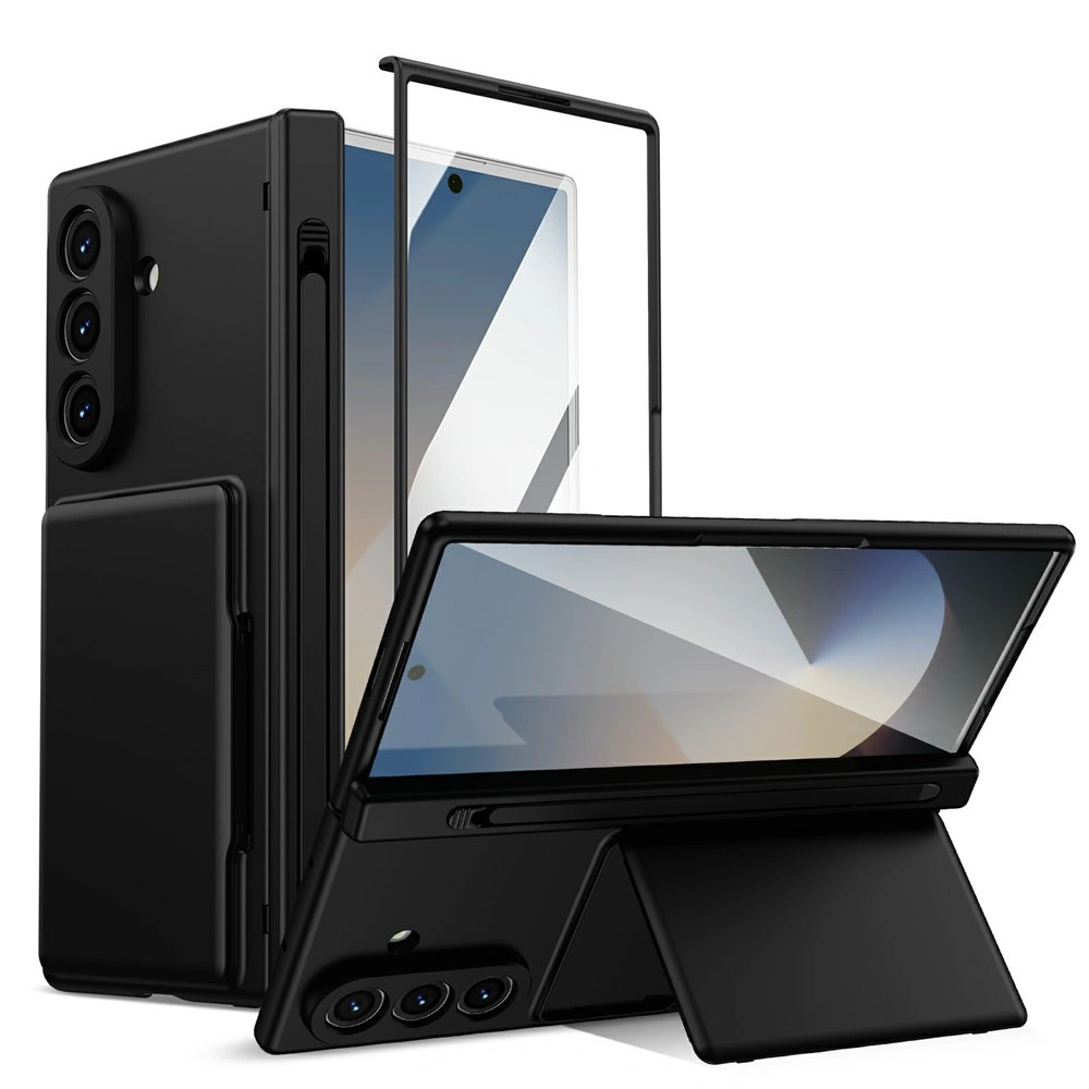 Custodia per Samsung Galaxy Z Fold 8 Ultra, porta carte, con vetro per lo schermo esterno, nero